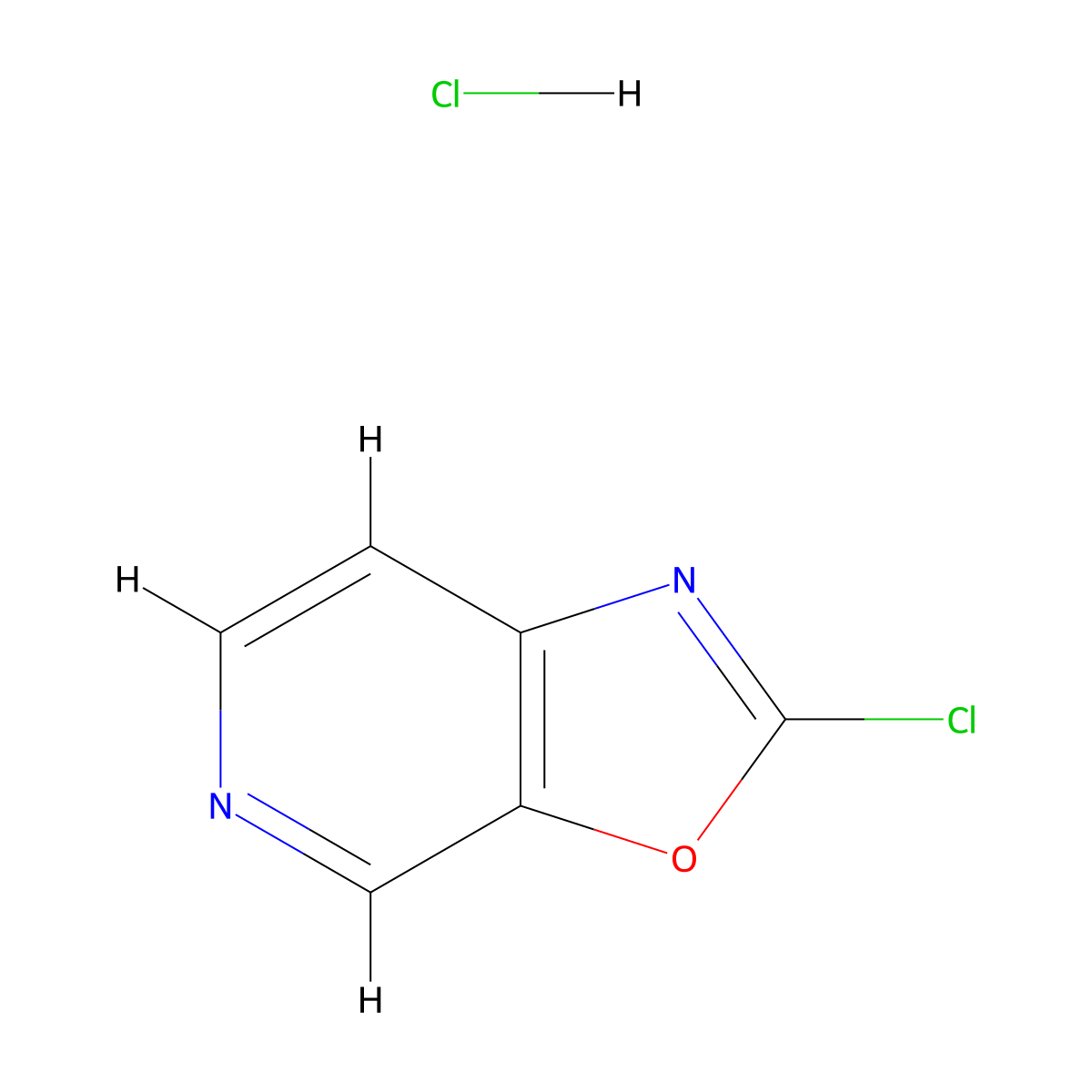 2-Chloro-(1,3)oxazolo(5,4-c)pyridine hydrochloride molecular structure, CAS 1258650-05-3