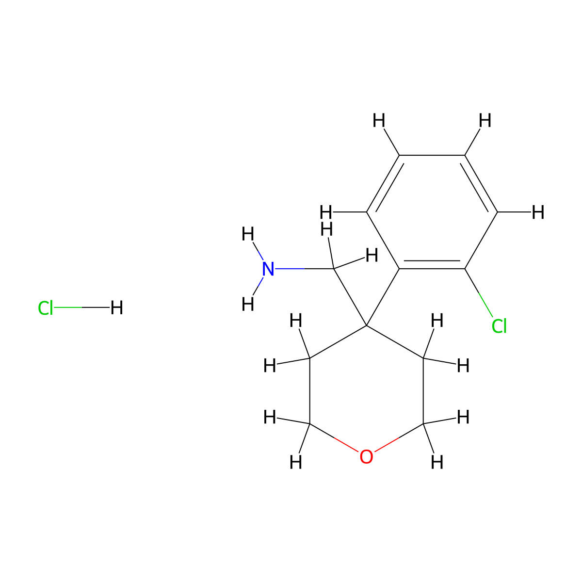 [4-(2-Chlorophenyl)oxan-4-yl]methanamine hydrochloride molecular structure, CAS 1258650-13-3