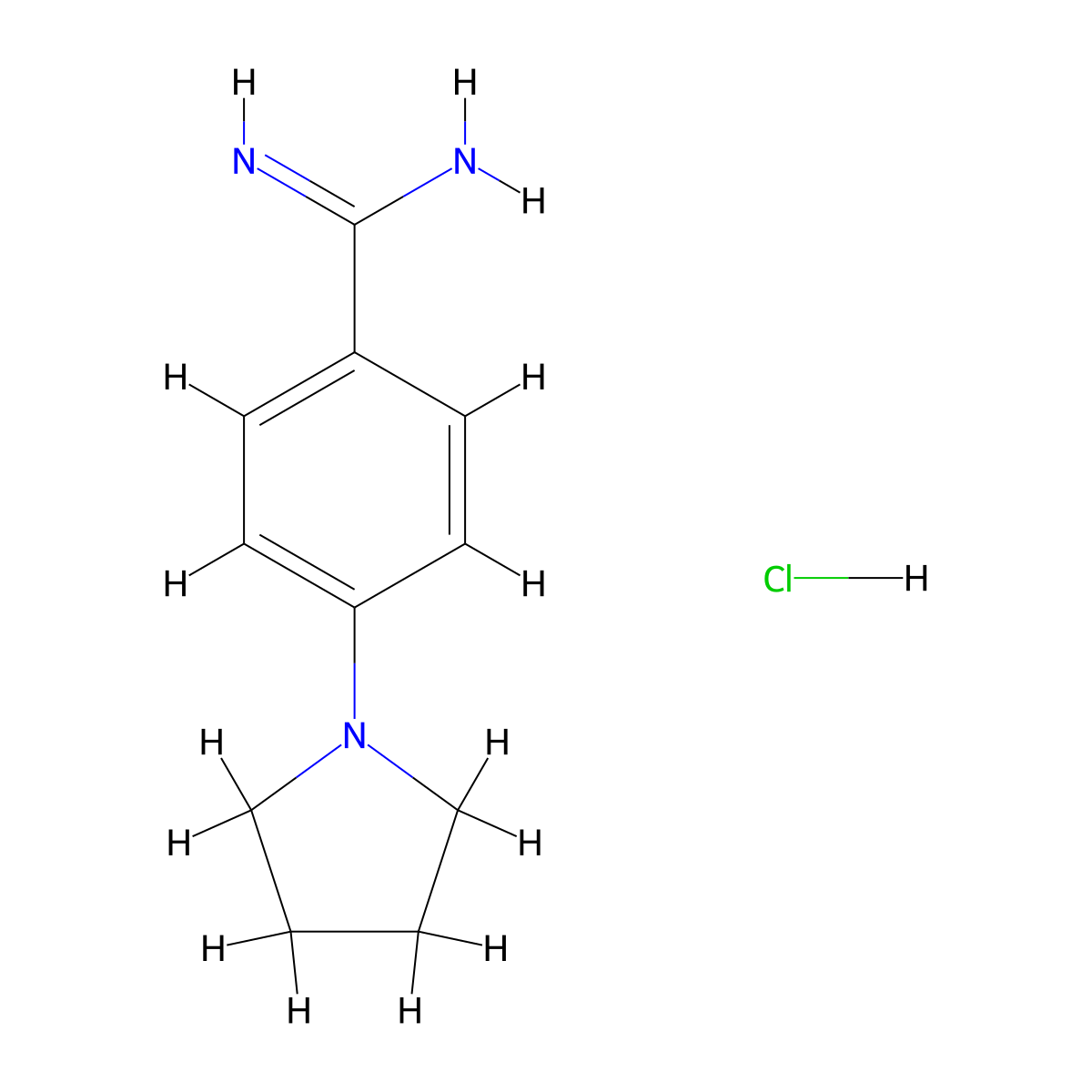 4-(Pyrrolidin-1-yl)benzene-1-carboximidamide hydrochloride molecular structure, CAS 1258650-14-4