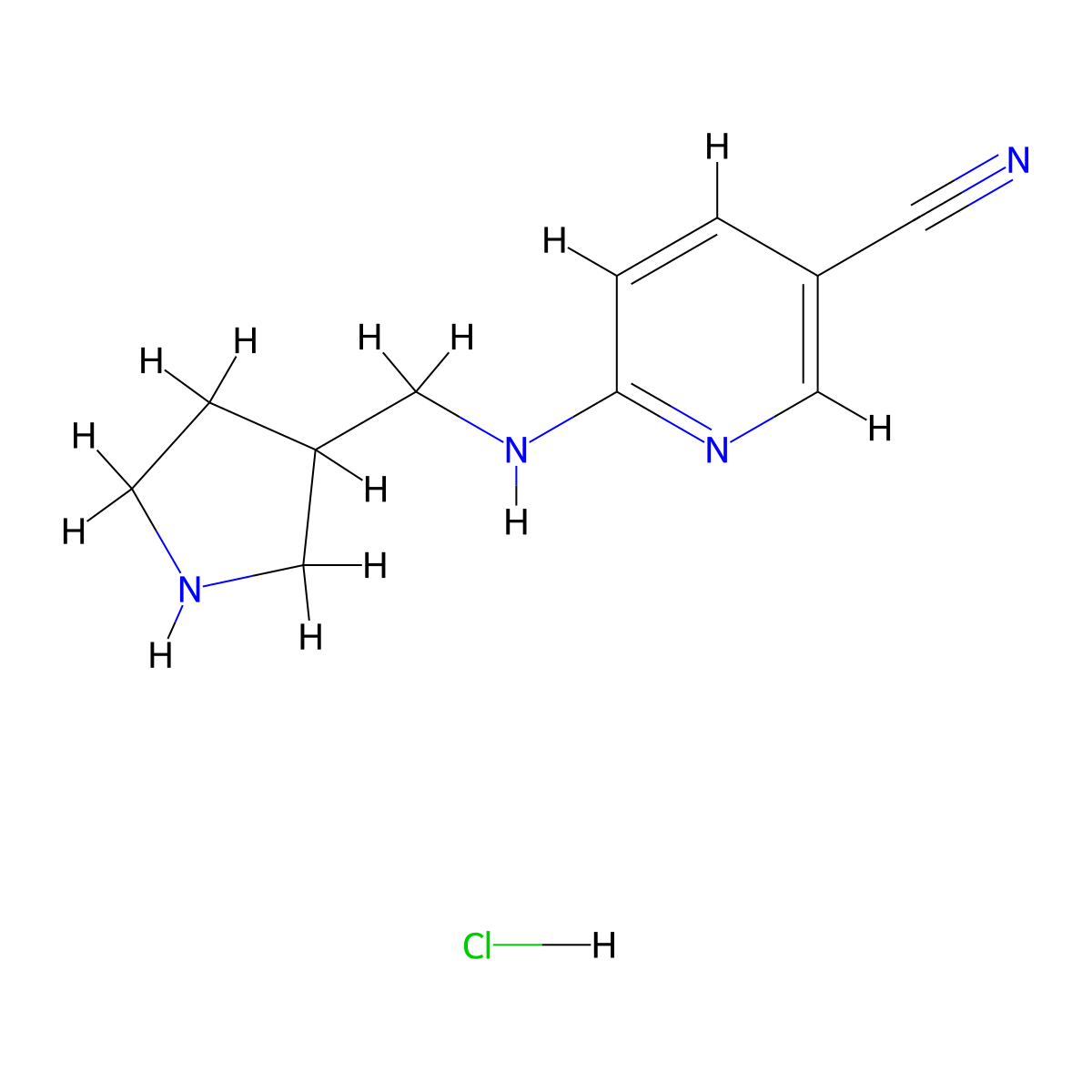 6-(((Pyrrolidin-3-yl)methyl)amino)pyridine-3-carbonitrile hydrochloride molecular structure, CAS 1258650-16-6