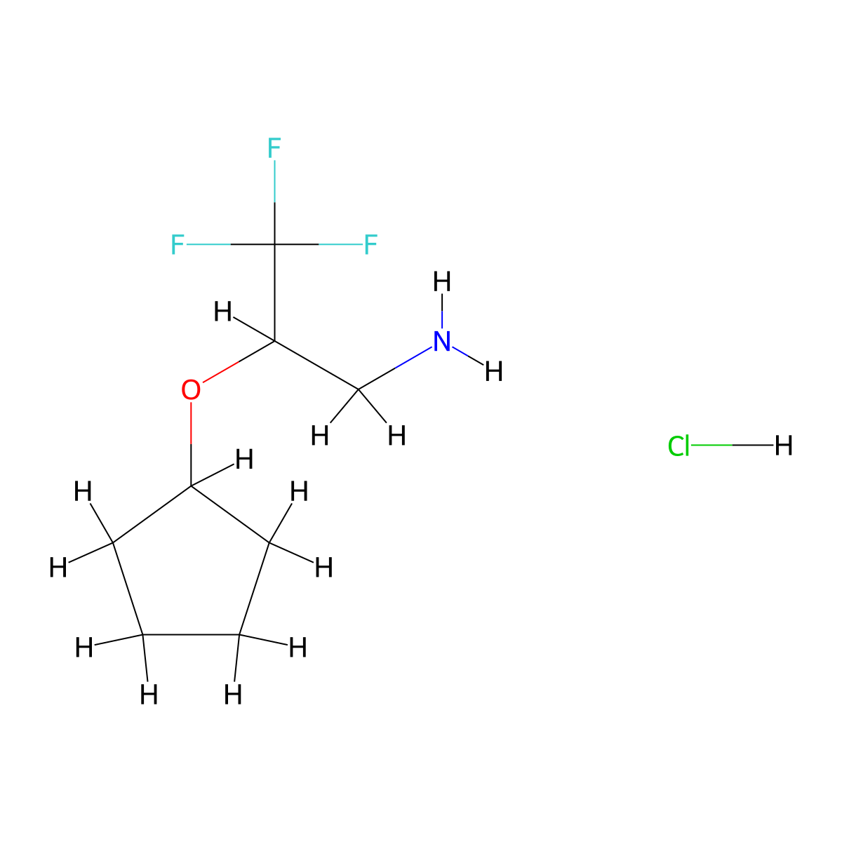 [(3-Amino-1,1,1-trifluoropropan-2-yl)oxy]cyclopentane hydrochloride molecular structure, CAS 1258650-21-3