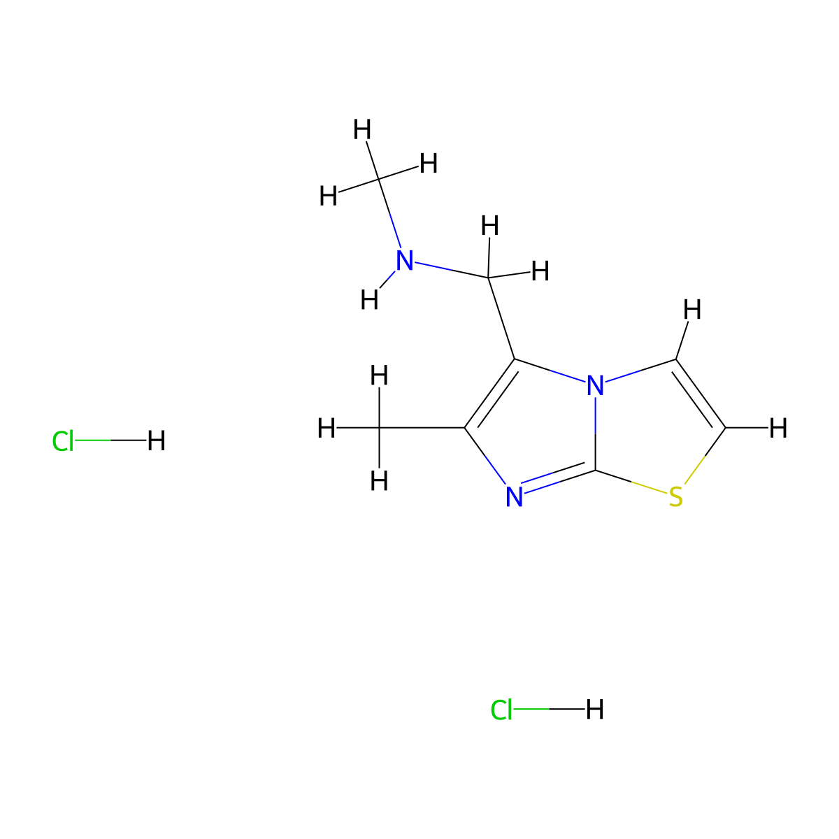 Methyl((6-methylimidazo(2,1-b)(1,3)thiazol-5-yl)methyl)amine dihydrochloride molecular structure, CAS 1258650-30-4