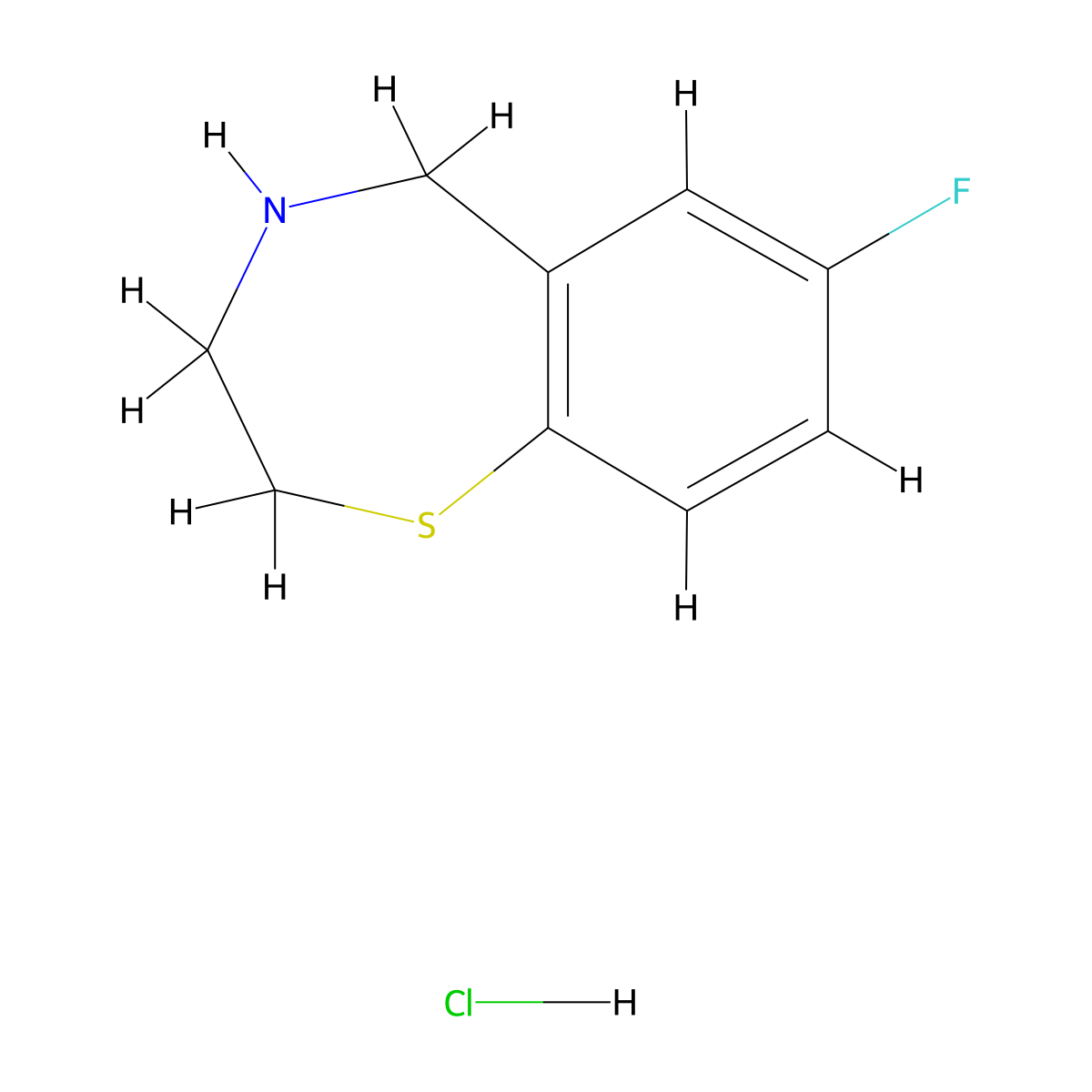 7-Fluoro-2,3,4,5-tetrahydro-1,4-benzothiazepine hydrochloride molecular structure, CAS 1258650-31-5