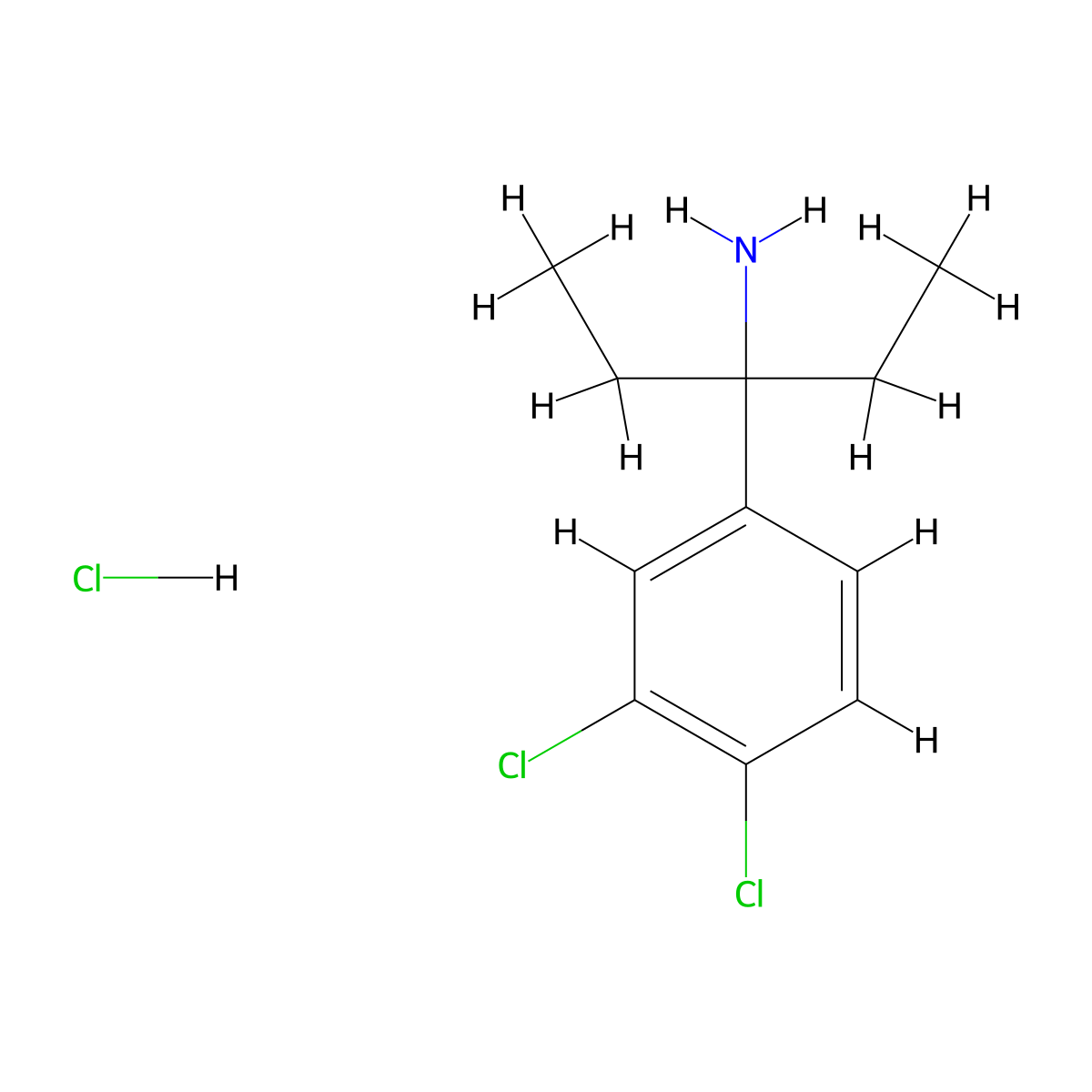 3-(3,4-Dichlorophenyl)pentan-3-amine hydrochloride molecular structure, CAS 1258650-33-7