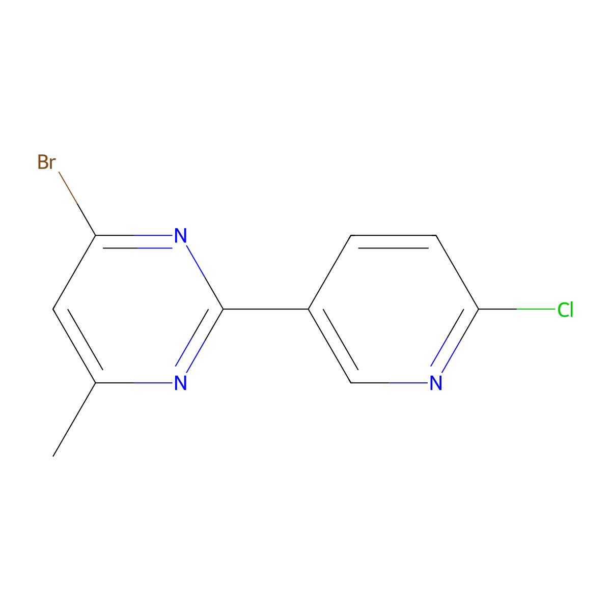 4-Bromo-2-(6-chloropyridin-3-yl)-6-methylpyrimidine molecular structure, CAS 1258650-39-3