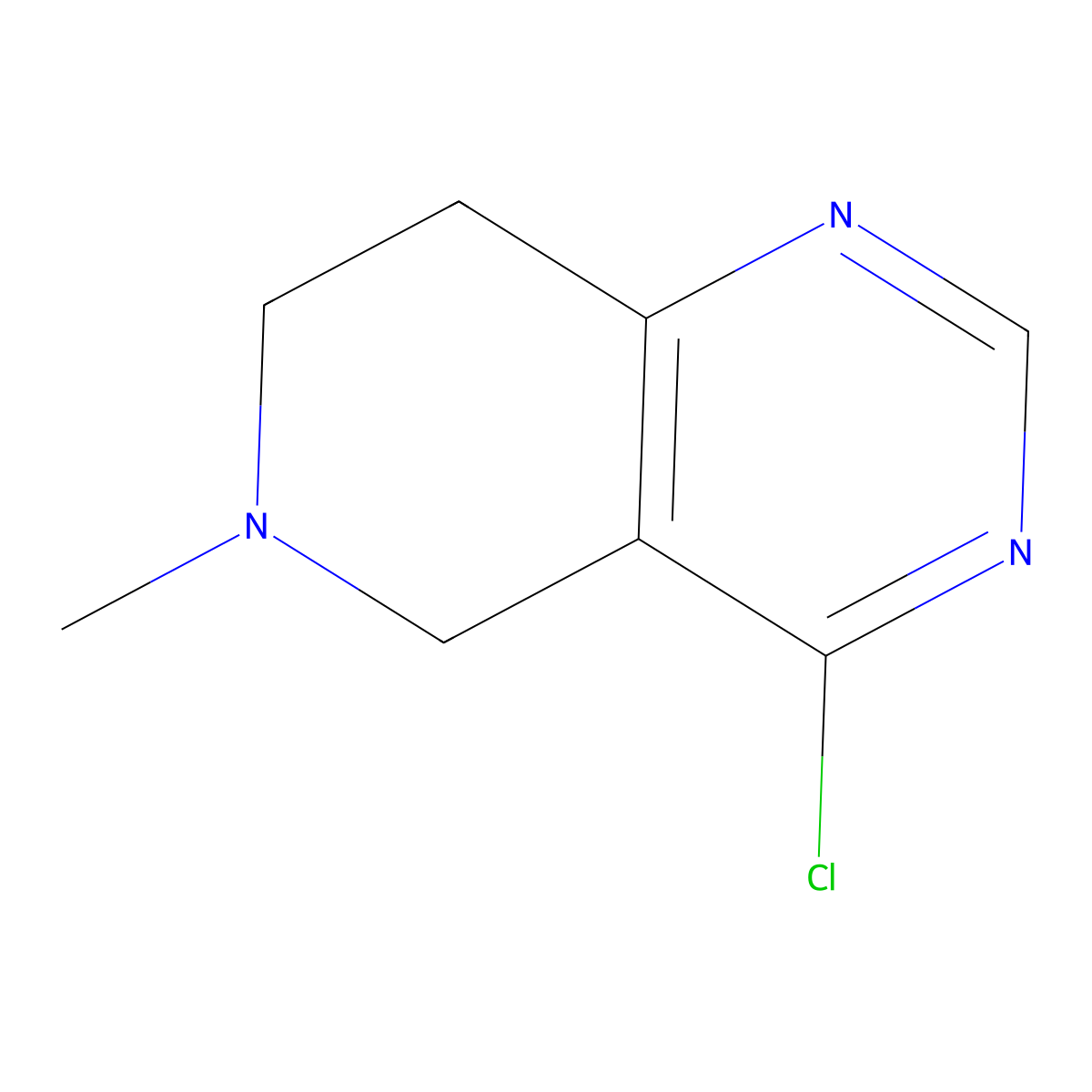 4-chloro-6-methyl-5H,6H,7H,8H-pyrido(4,3-d)pyrimidine molecular structure, CAS 1258650-41-7