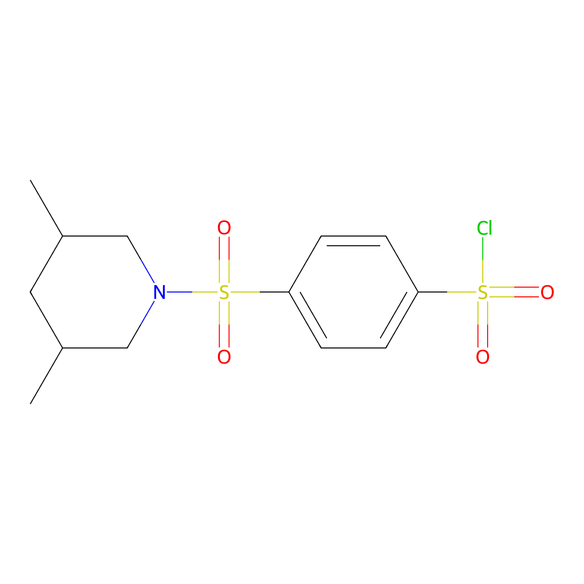 4-[(3,5-Dimethylpiperidin-1-yl)sulfonyl]benzene-1-sulfonyl chloride molecular structure, CAS 1258650-42-8