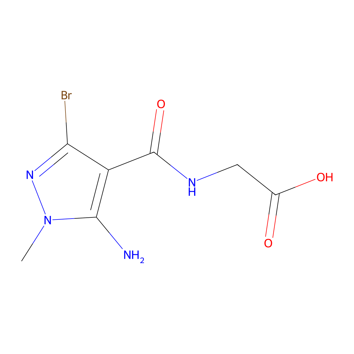 2-[(5-amino-3-bromo-1-methyl-1H-pyrazol-4-yl)formamido]acetic acid molecular structure, CAS 1258650-49-5