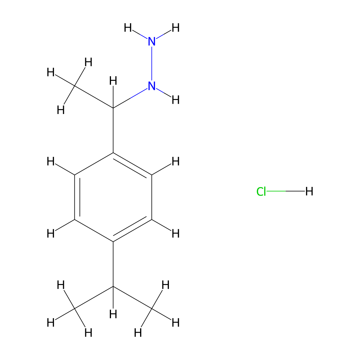 {1-[4-(Propan-2-yl)phenyl]ethyl}hydrazine hydrochloride molecular structure, CAS 1258650-52-0