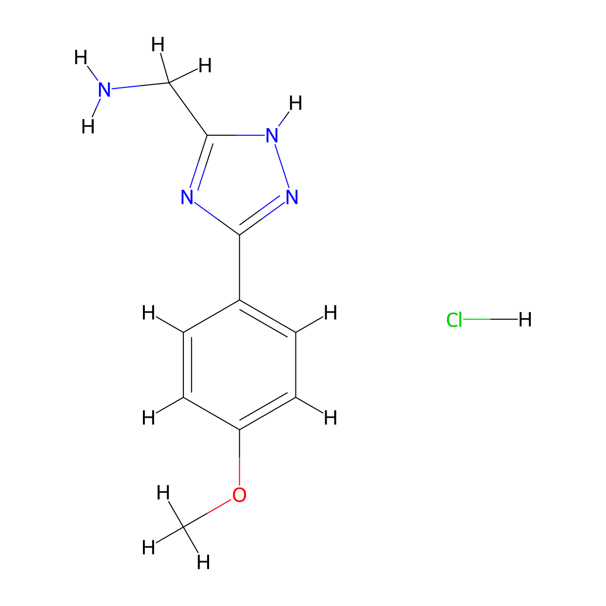 [5-(4-methoxyphenyl)-1H-1,2,4-triazol-3-yl]methanamine hydrochloride molecular structure, CAS 1258650-54-2