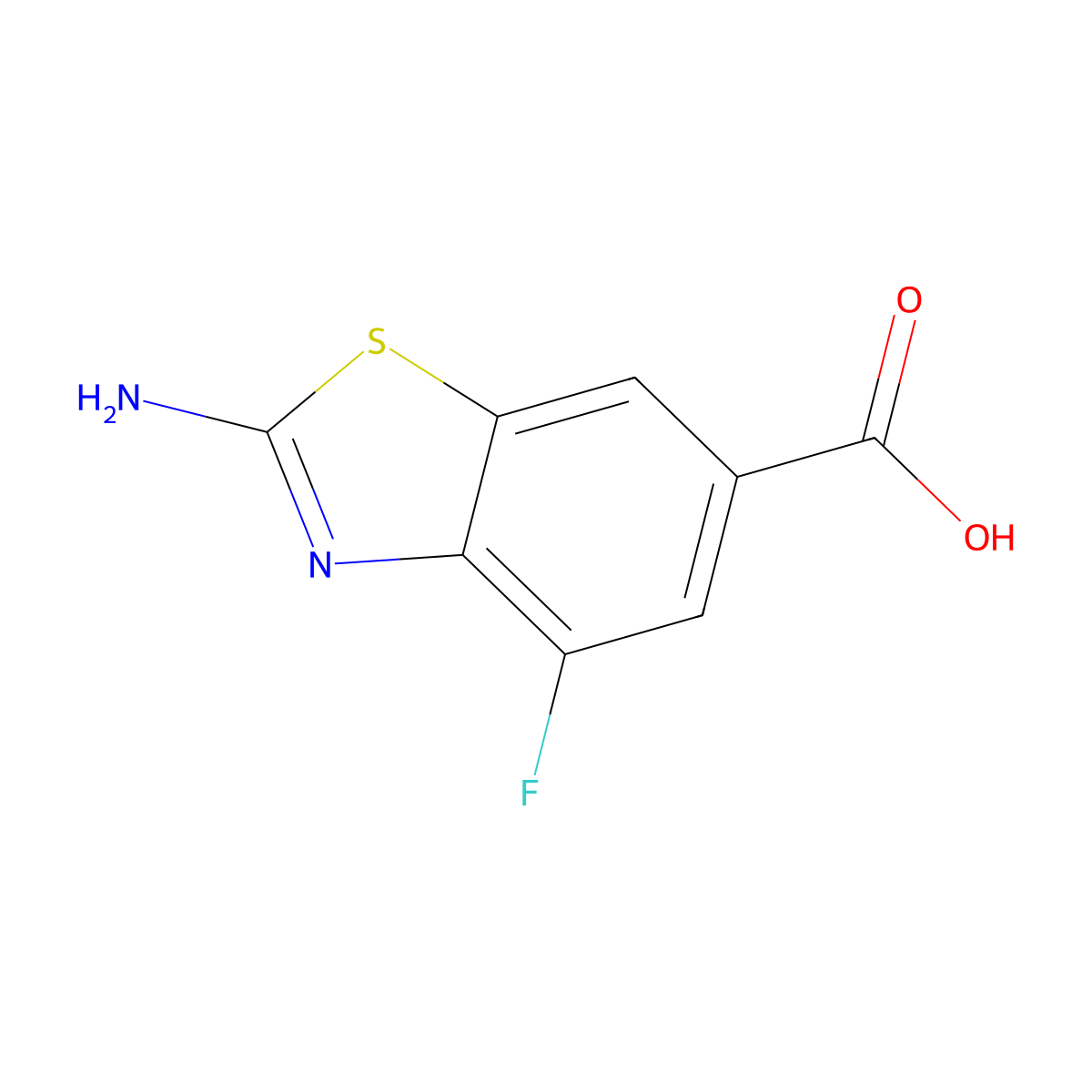 2-Amino-4-fluoro-1,3-benzothiazole-6-carboxylic acid molecular structure, CAS 1258650-57-5