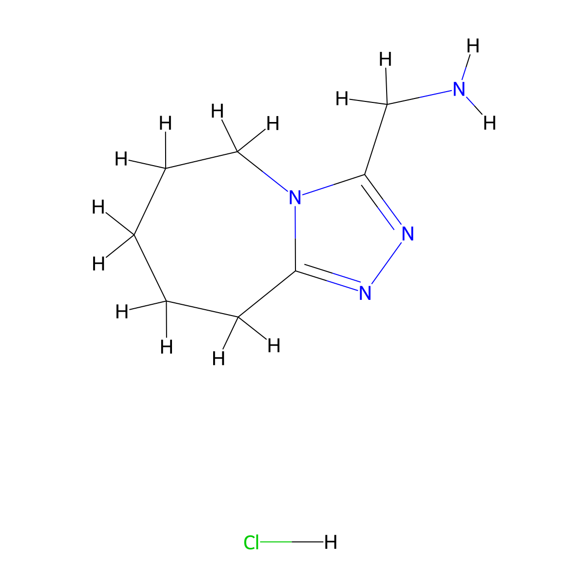 (6,7,8,9-Tetrahydro-5H-[1,2,4]triazolo[4,3-a]azepin-3-ylmethyl)amine hydrochloride molecular structure, CAS 1258650-58-6
