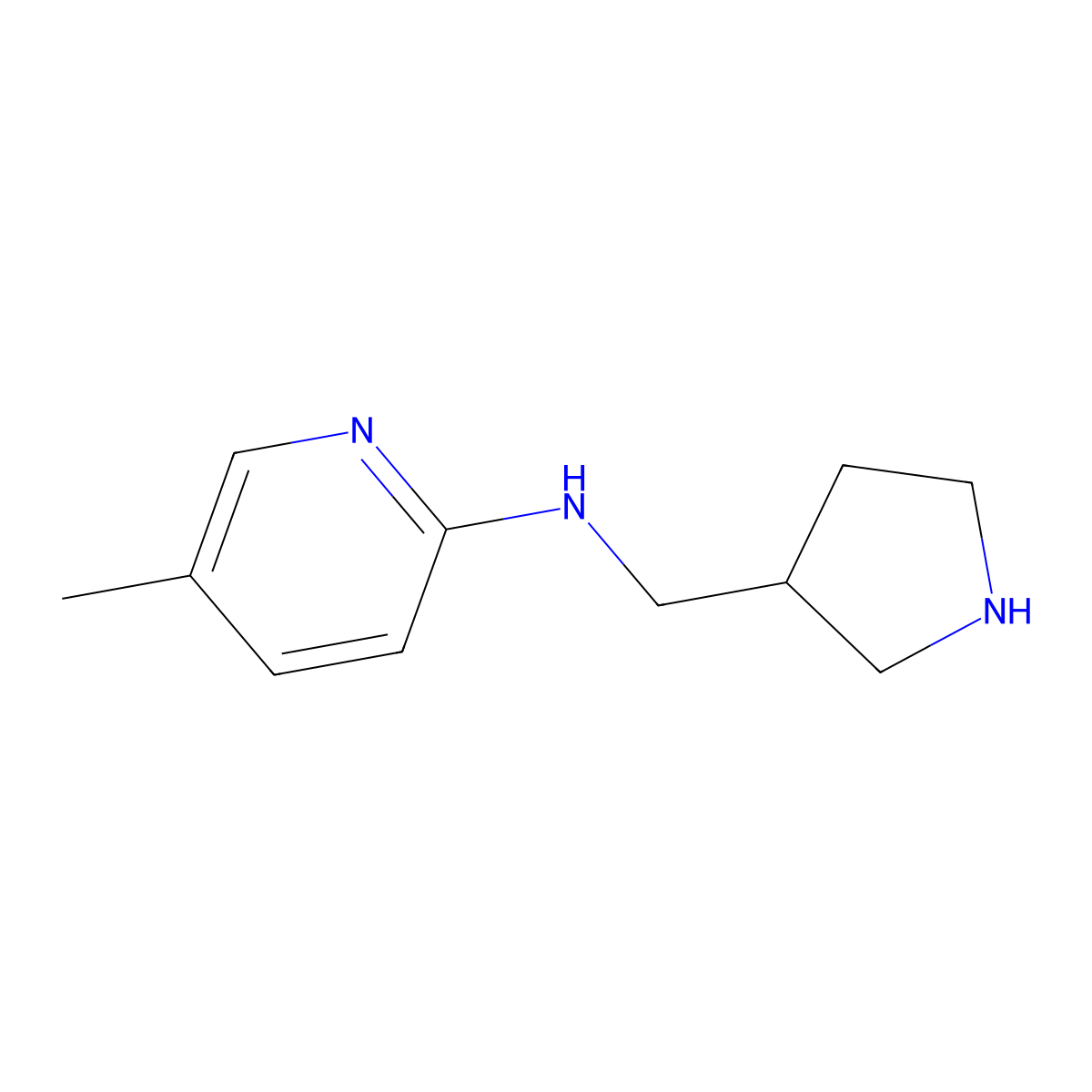 5-methyl-N-(pyrrolidin-3-ylmethyl)pyridin-2-amine molecular structure, CAS 1258650-60-0