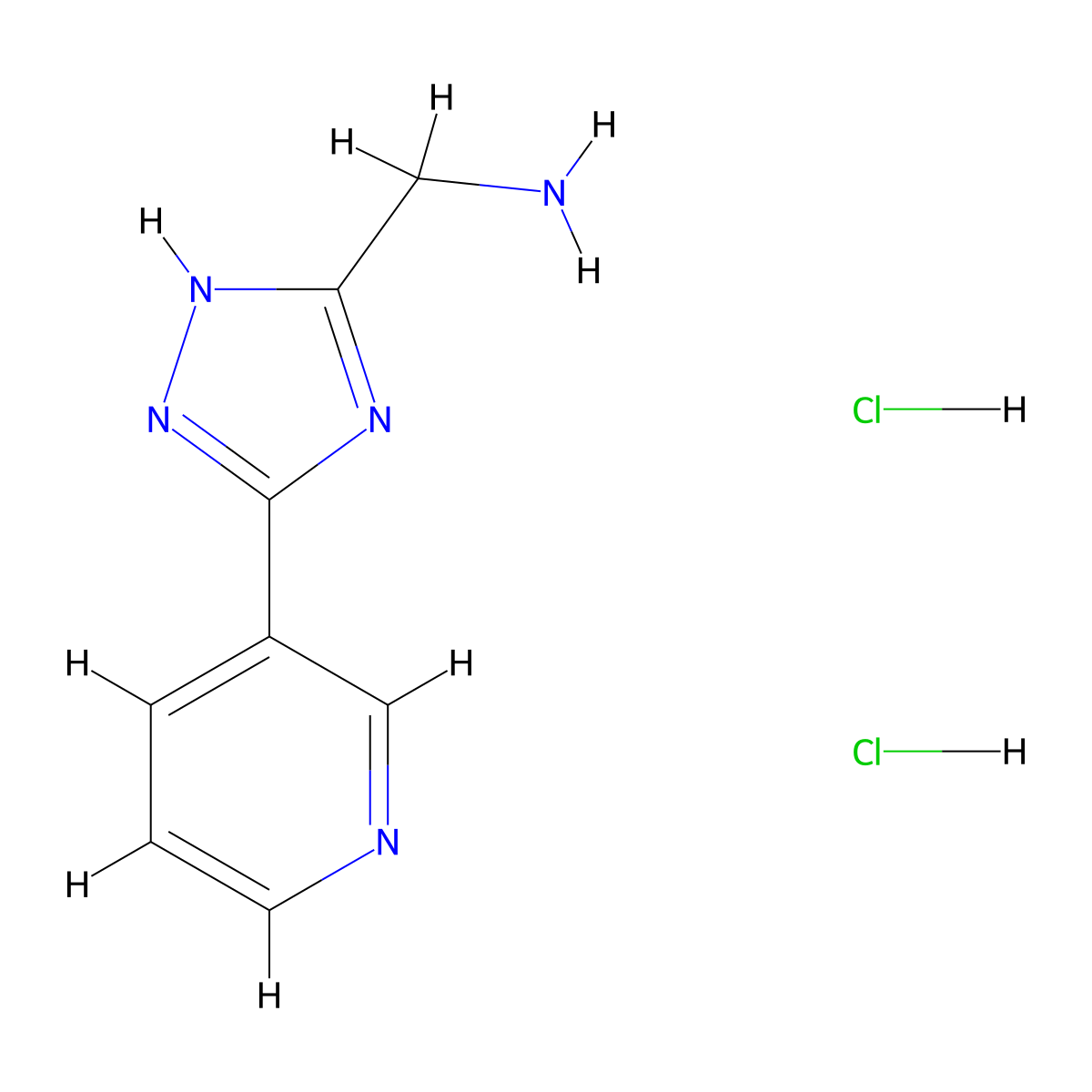 [3-(pyridin-3-yl)-1H-1,2,4-triazol-5-yl]methanamine dihydrochloride molecular structure, CAS 1258650-65-5
