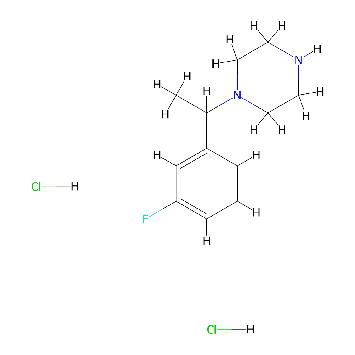 1-[1-(3-Fluorophenyl)ethyl]piperazine dihydrochloride molecular structure, CAS 1258650-67-7