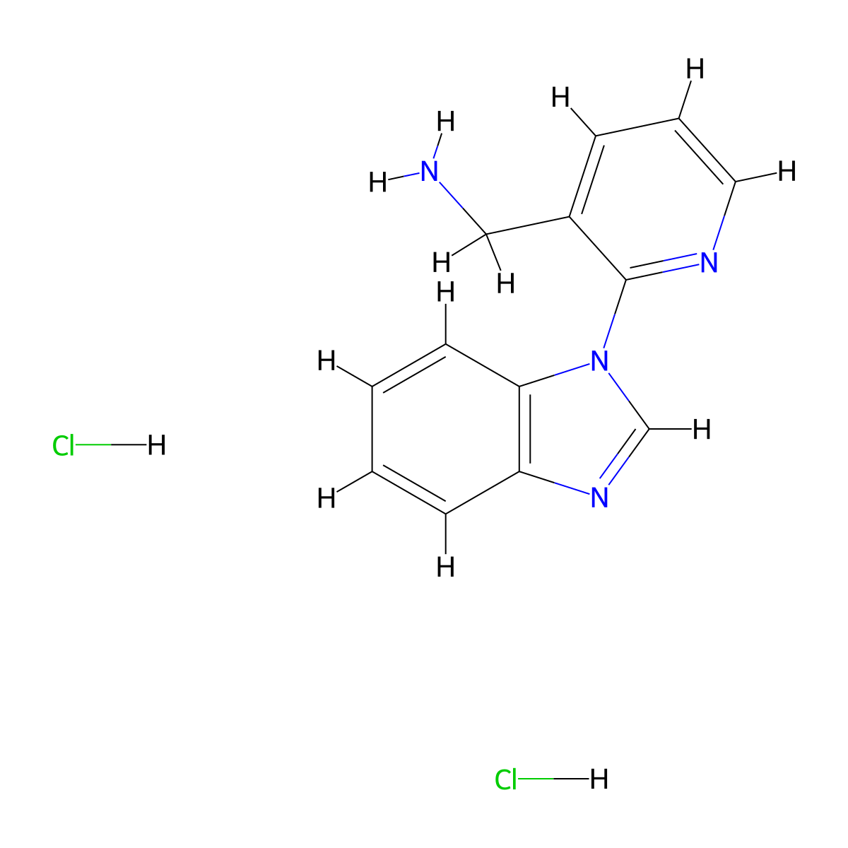 [2-(1H-1,3-benzodiazol-1-yl)pyridin-3-yl]methanamine dihydrochloride molecular structure, CAS 1258650-69-9