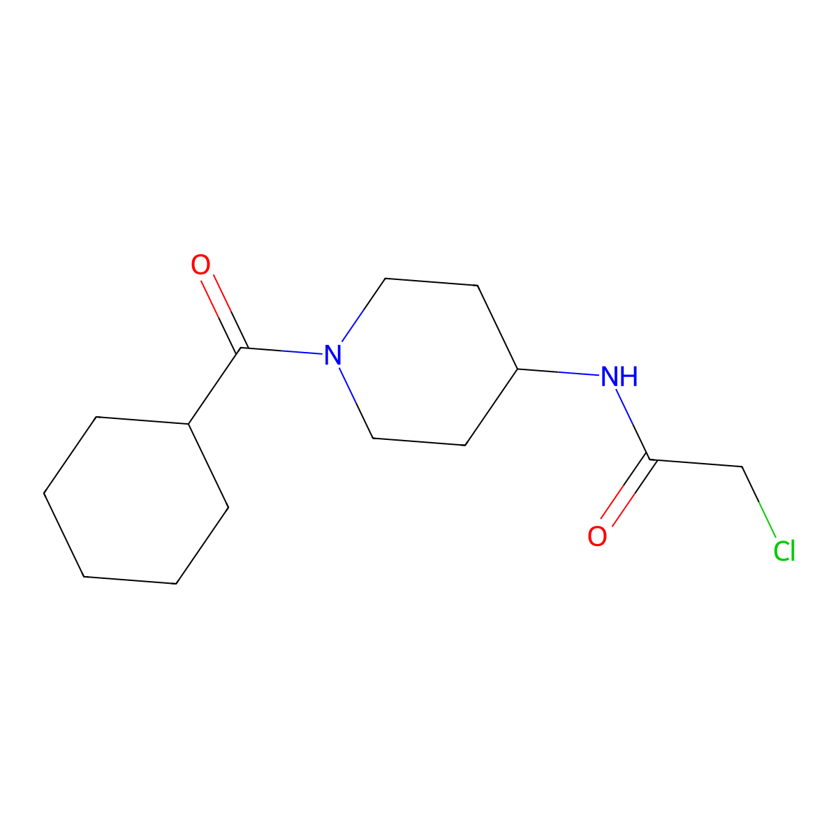 2-chloro-N-(1-cyclohexanecarbonylpiperidin-4-yl)acetamide molecular structure, CAS 1258650-70-2