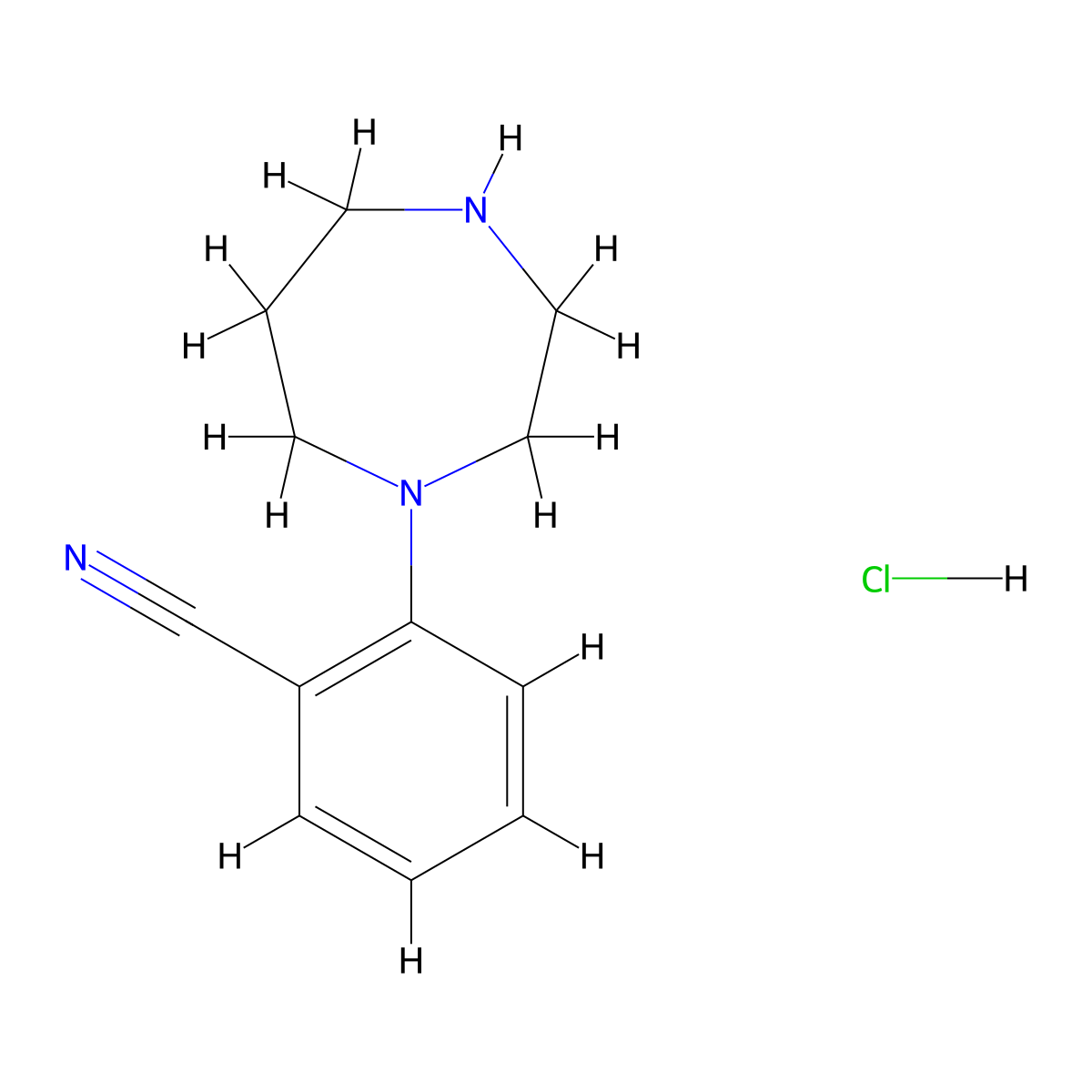 2-(1,4-Diazepan-1-yl)benzonitrile hydrochloride molecular structure, CAS 1258650-73-5