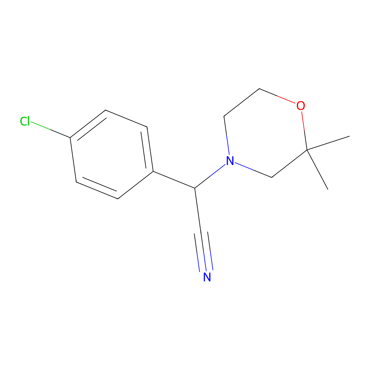 2-(4-Chlorophenyl)-2-(2,2-dimethylmorpholin-4-yl)acetonitrile molecular structure, CAS 1258650-80-4