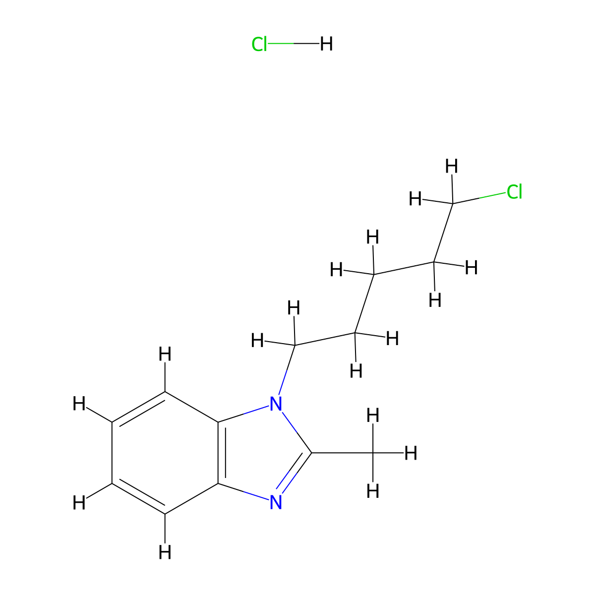 1-(5-chloropentyl)-2-methyl-1H-1,3-benzodiazole hydrochloride molecular structure, CAS 1258650-81-5