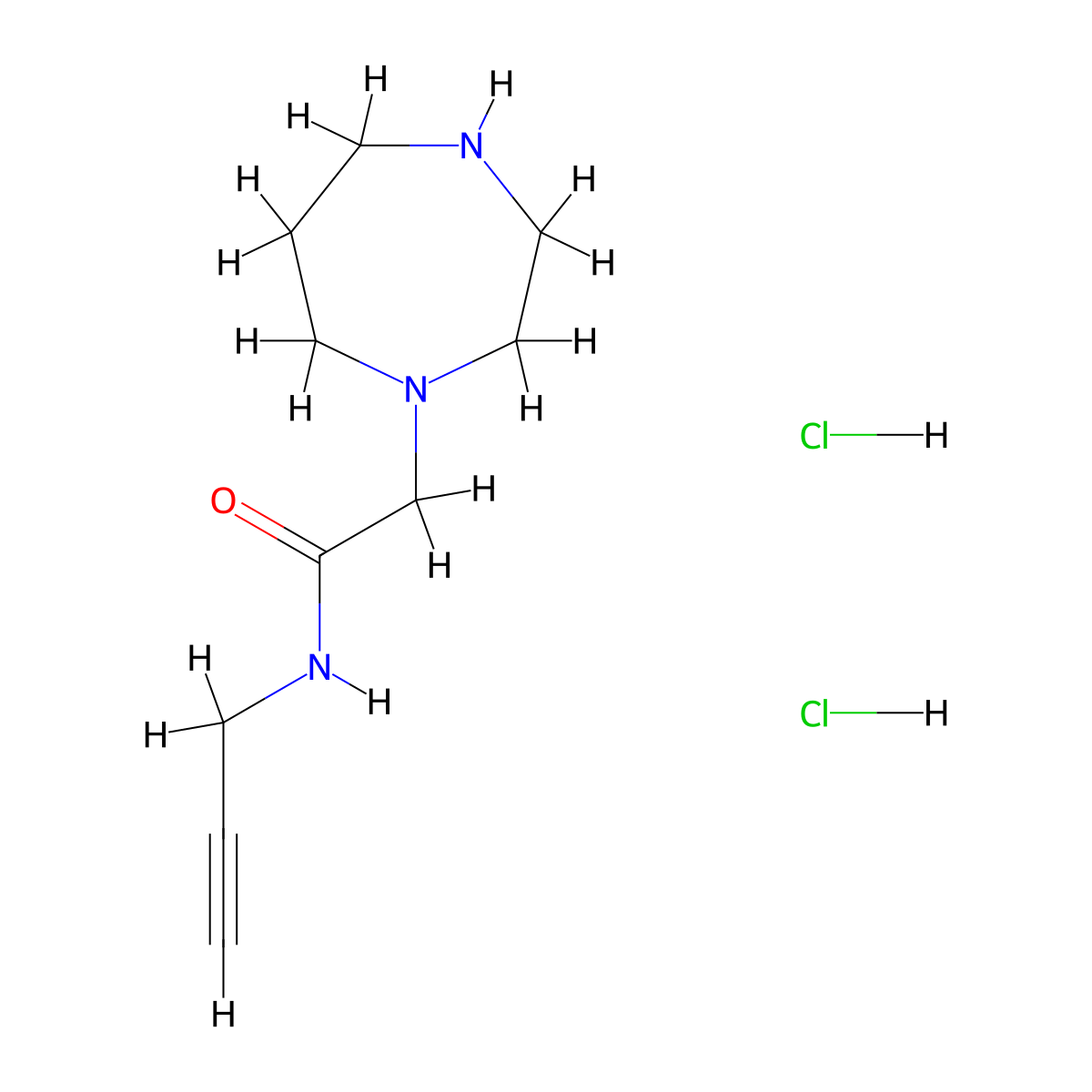 2-(1,4-diazepan-1-yl)-N-(prop-2-yn-1-yl)acetamide dihydrochloride molecular structure, CAS 1258650-82-6