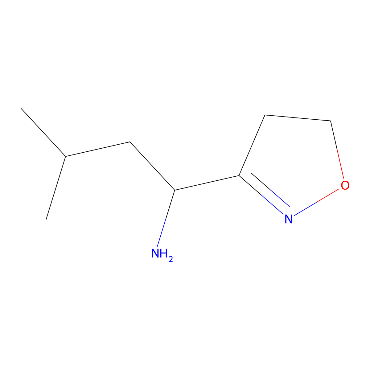 1-(4,5-Dihydro-1,2-oxazol-3-yl)-3-methylbutan-1-amine molecular structure, CAS 1258650-87-1