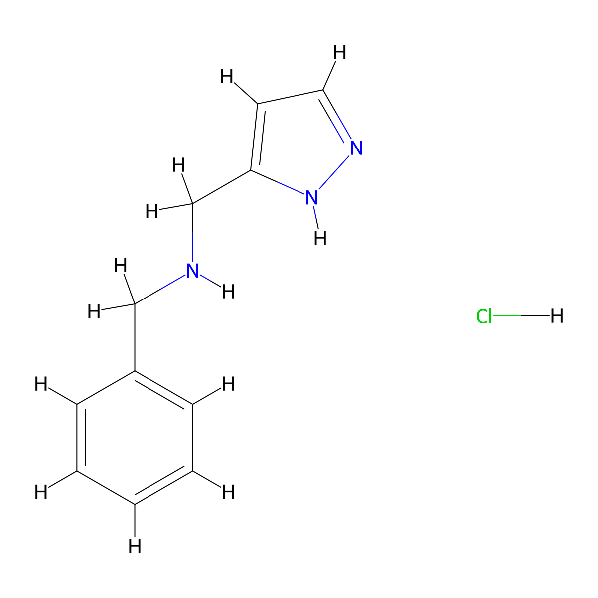 benzyl(1H-pyrazol-3-ylmethyl)amine hydrochloride molecular structure, CAS 1258650-90-6