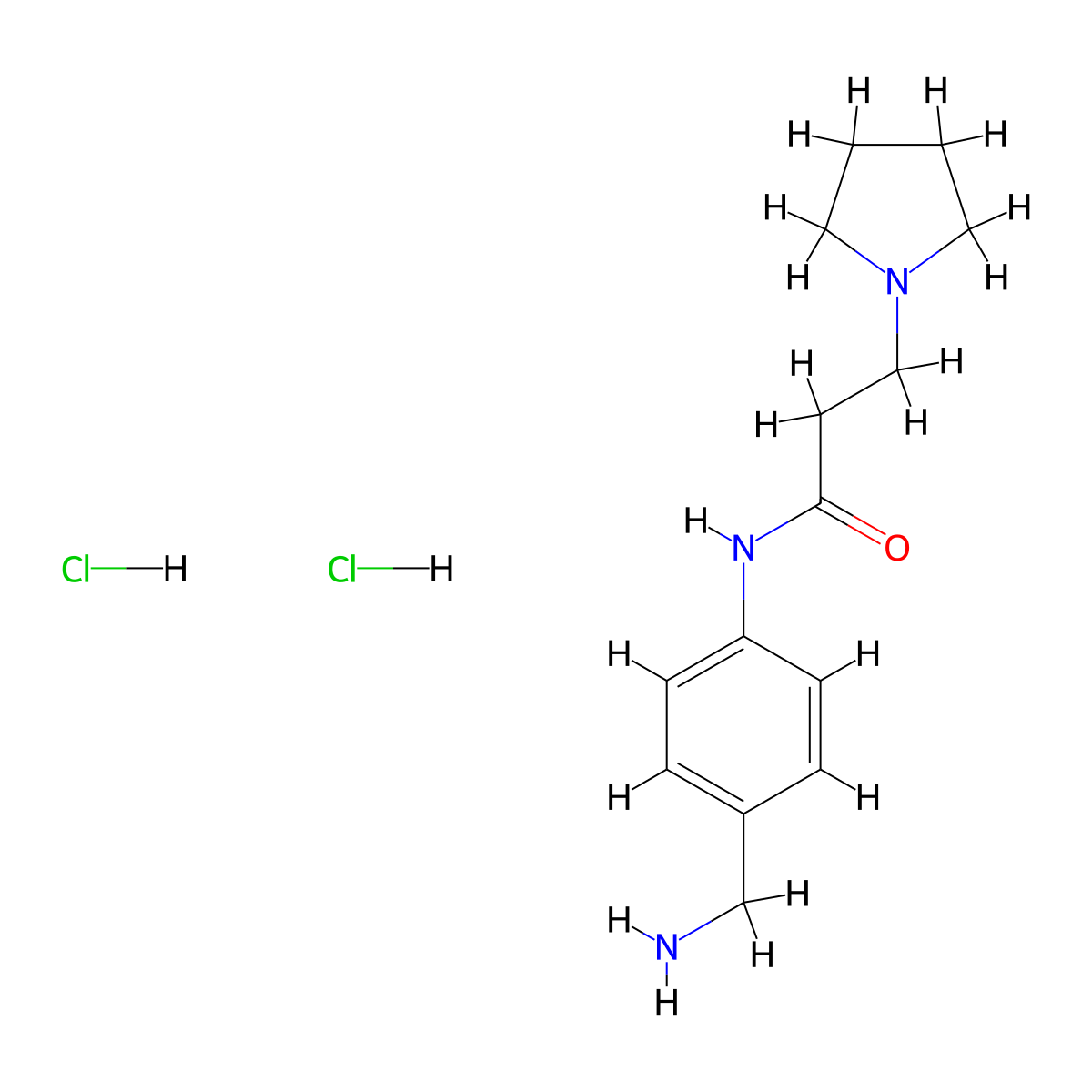 N-[4-(aminomethyl)phenyl]-3-(pyrrolidin-1-yl)propanamide dihydrochloride molecular structure, CAS 1258650-95-1