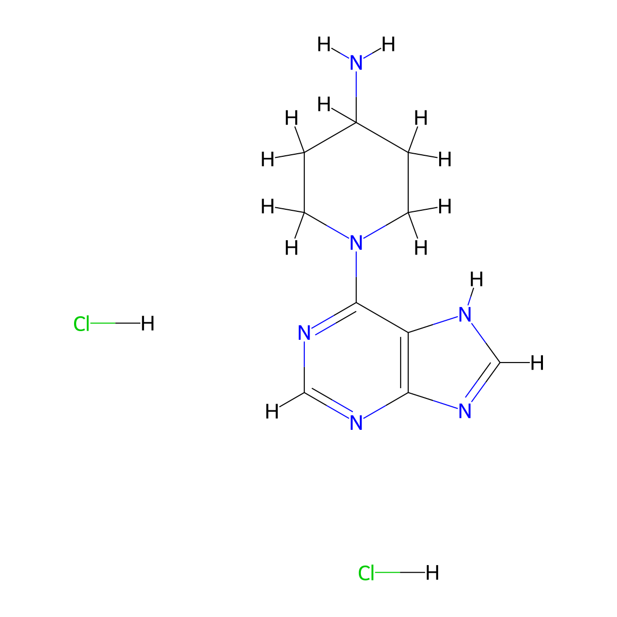 1-(1H-purin-6-yl)piperidin-4-amine dihydrochloride molecular structure, CAS 1258650-96-2