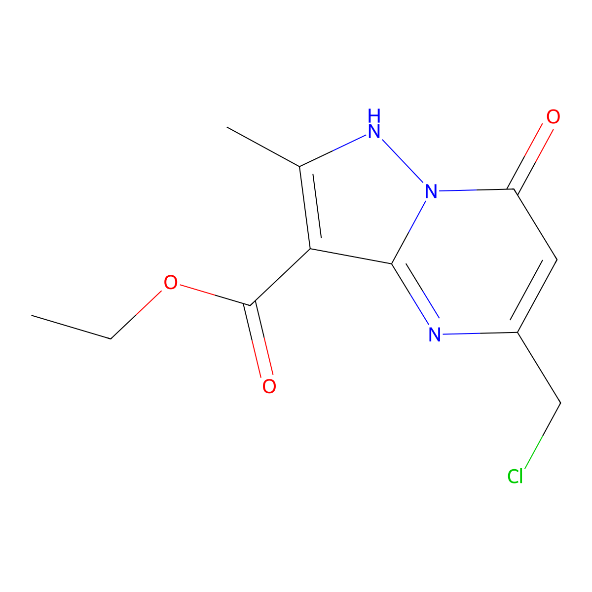 ethyl 5-(chloromethyl)-2-methyl-7-oxo-4H,7H-pyrazolo[1,5-a]pyrimidine-3-carboxylate molecular structure, CAS 1258651-04-5
