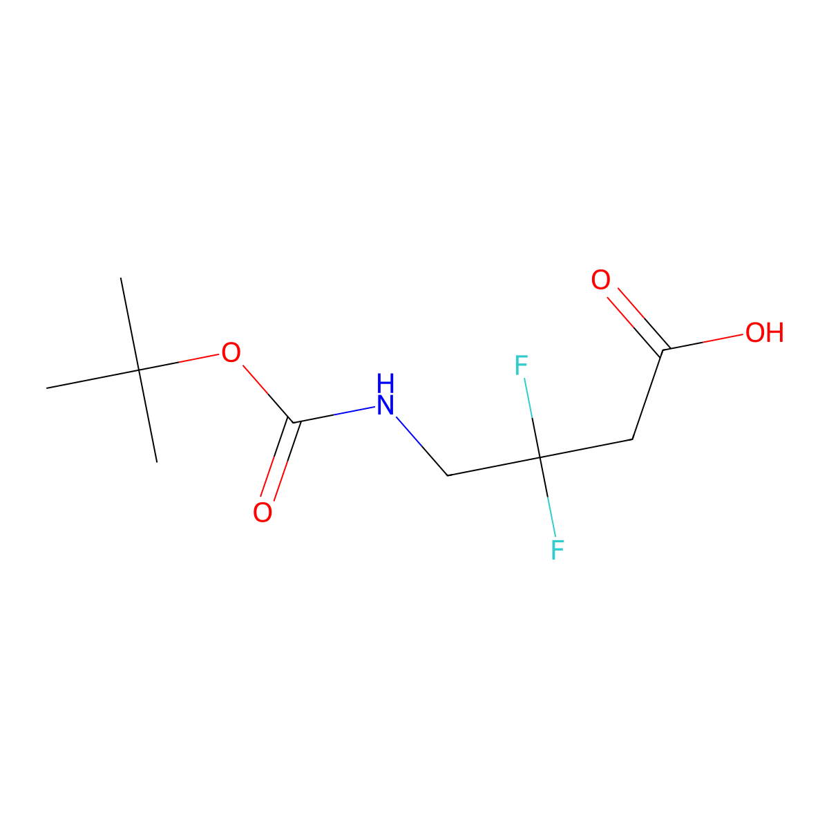 4-(((Tert-butoxy)carbonyl)amino)-3,3-difluorobutanoic acid molecular structure, CAS 1258651-05-6