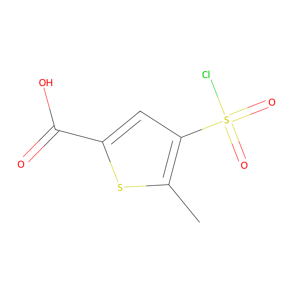 4-(Chlorosulfonyl)-5-methylthiophene-2-carboxylic acid molecular structure, CAS 1258651-16-9
