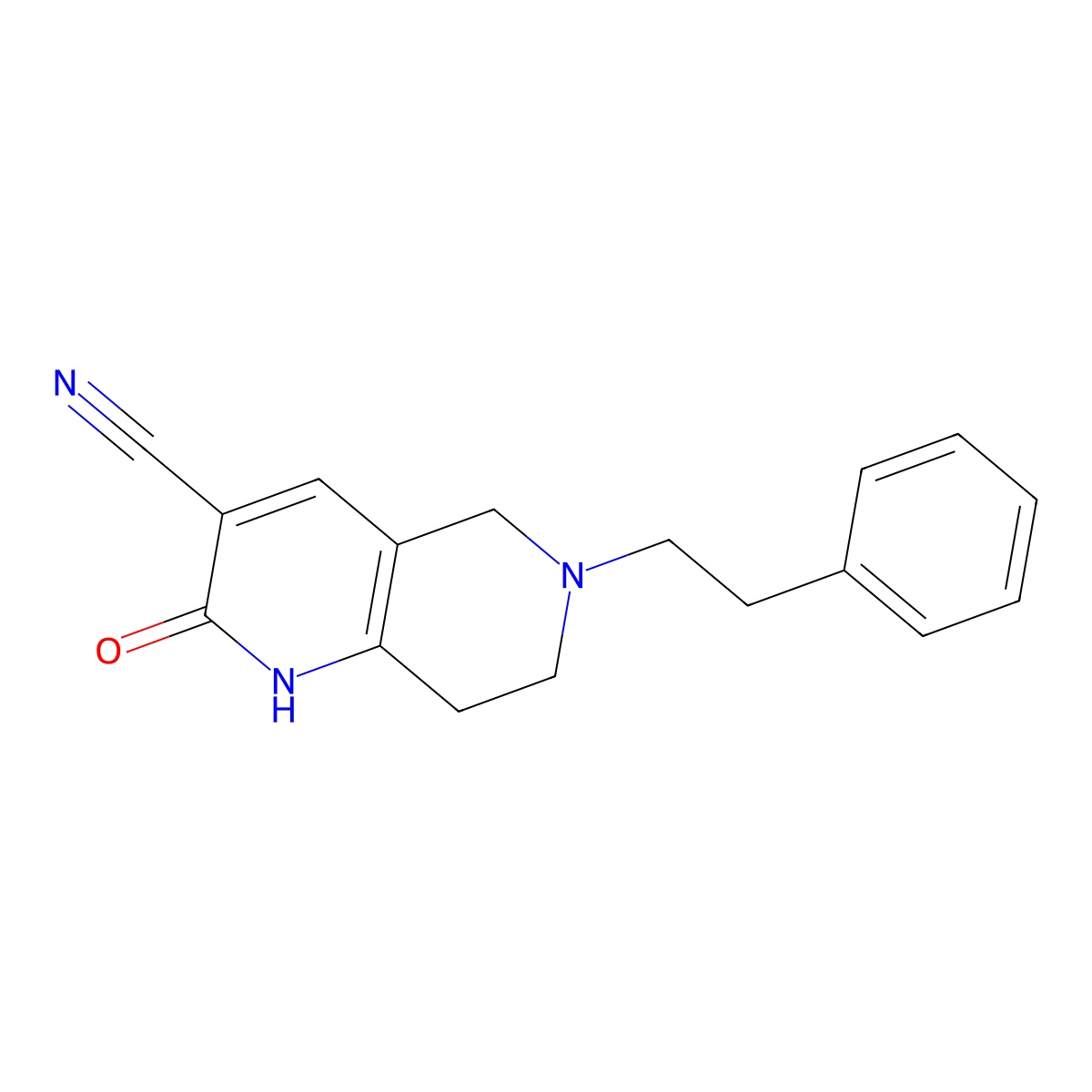 2-Oxo-6-(2-phenylethyl)-1,2,5,6,7,8-hexahydro-1,6-naphthyridine-3-carbonitrile molecular structure, CAS 1258651-17-0