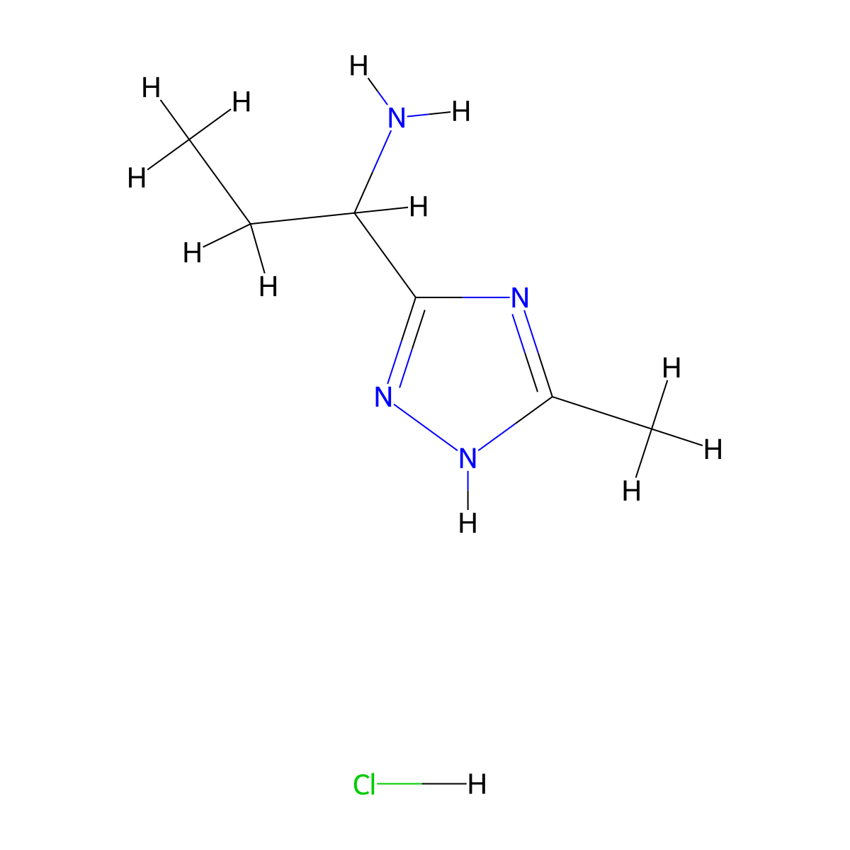 1-(3-methyl-1H-1,2,4-triazol-5-yl)propan-1-amine hydrochloride molecular structure, CAS 1258651-29-4