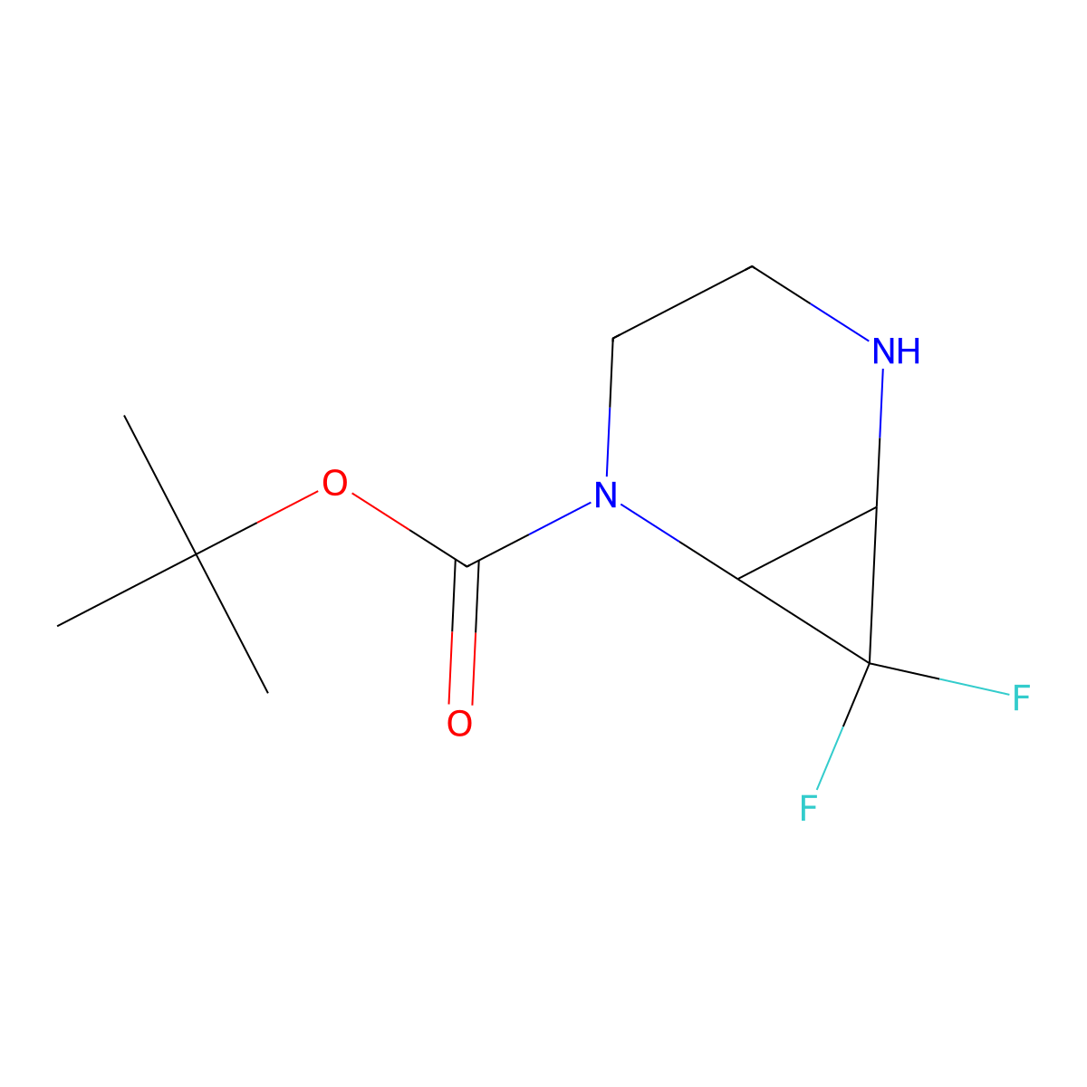 Tert-butyl 7,7-difluoro-2,5-diazabicyclo[4.1.0]heptane-2-carboxylate molecular structure, CAS 1258651-34-1