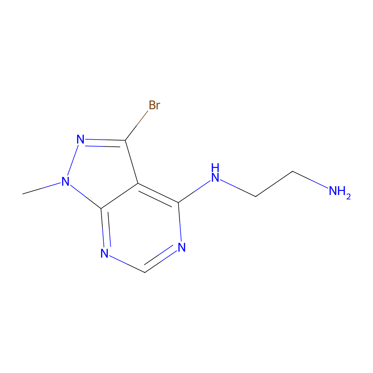N-(2-aminoethyl)-3-bromo-1-methyl-1H-pyrazolo[3,4-d]pyrimidin-4-amine molecular structure, CAS 1258651-37-4