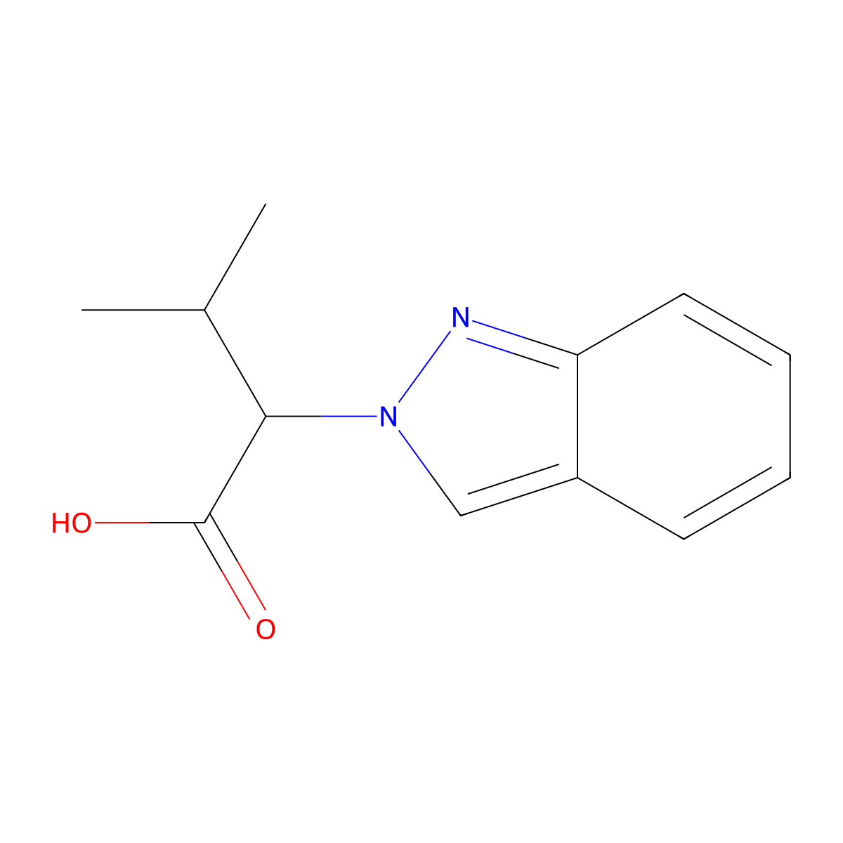 2-(2H-indazol-2-yl)-3-methylbutanoic acid molecular structure, CAS 1258651-39-6