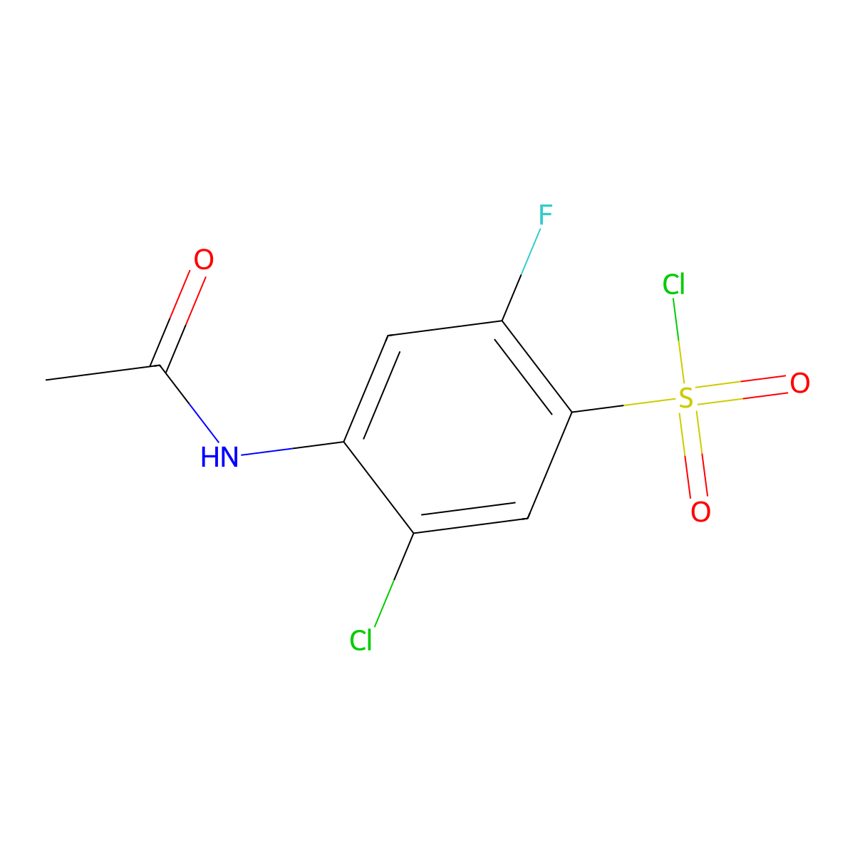5-Chloro-4-acetamido-2-fluorobenzene-1-sulfonyl chloride molecular structure, CAS 1258651-40-9