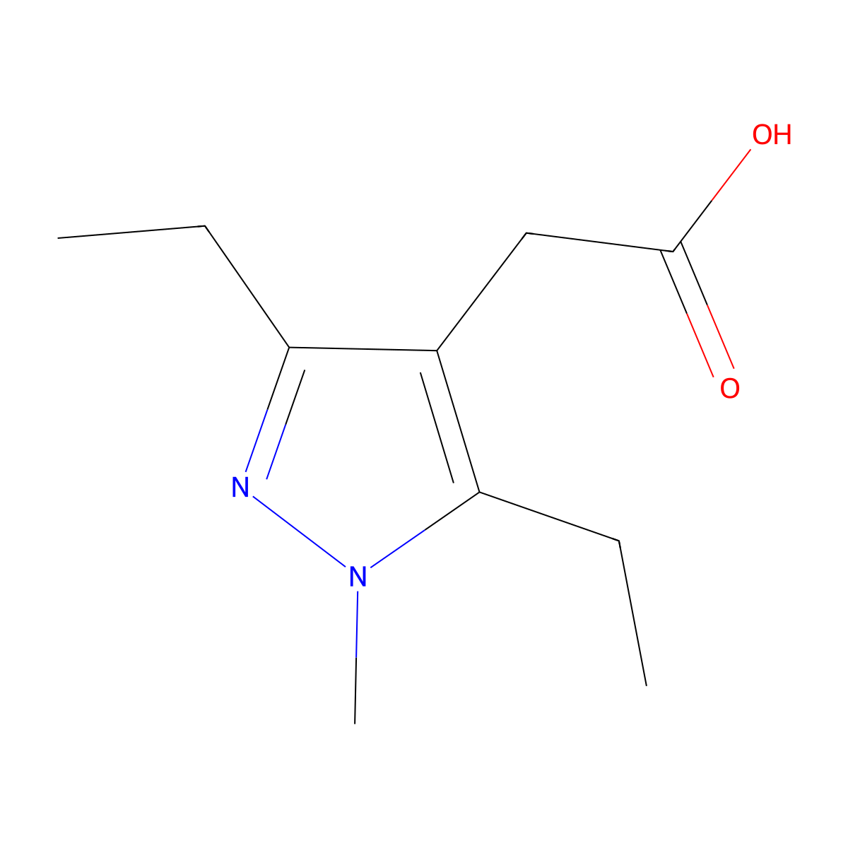 2-(3,5-diethyl-1-methyl-1H-pyrazol-4-yl)acetic acid molecular structure, CAS 1258651-44-3