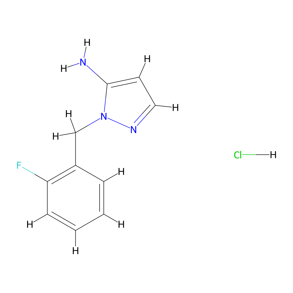 1-[(2-fluorophenyl)methyl]-1H-pyrazol-5-amine hydrochloride molecular structure, CAS 1258651-51-2