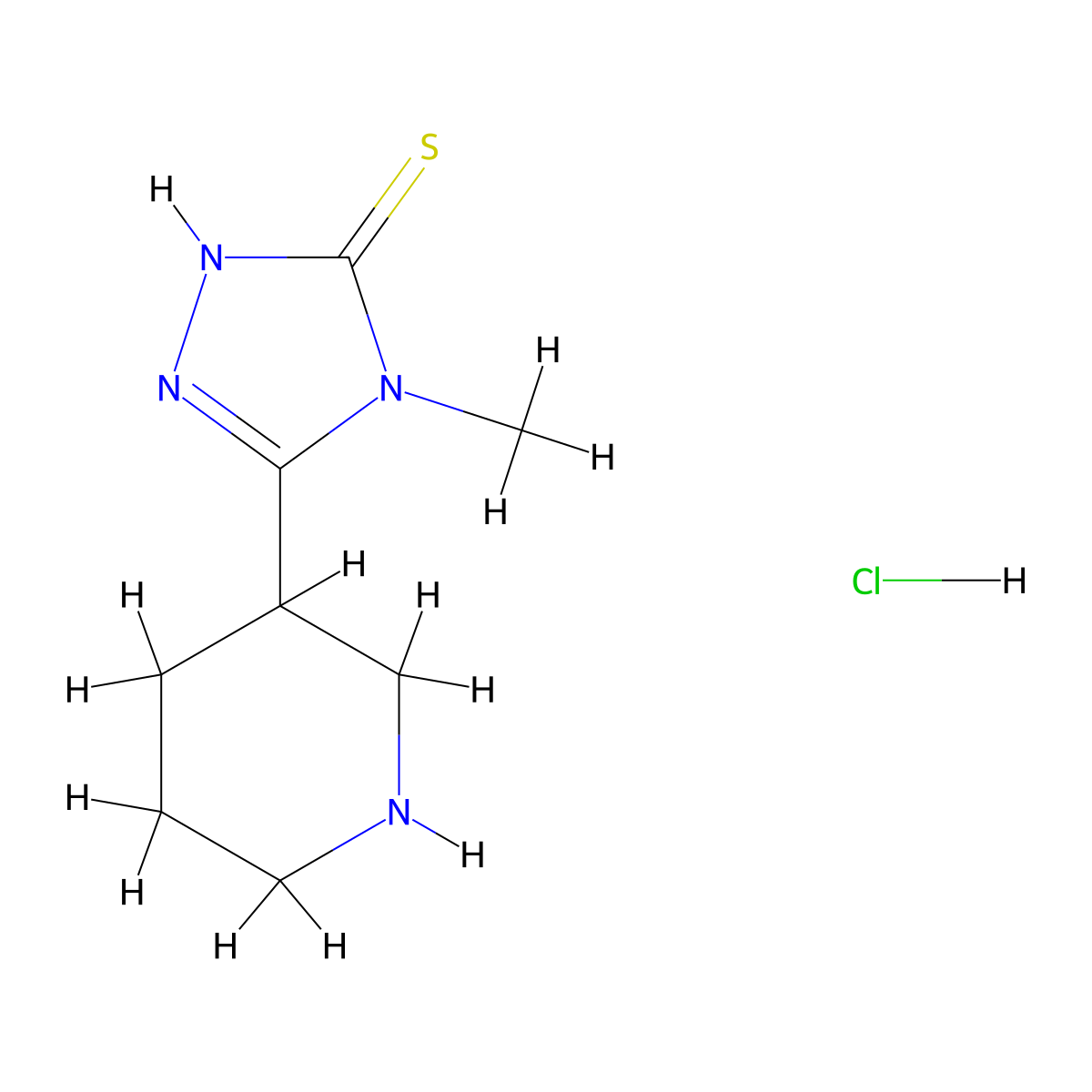4-methyl-5-(piperidin-3-yl)-4H-1,2,4-triazole-3-thiol hydrochloride molecular structure, CAS 1258651-55-6