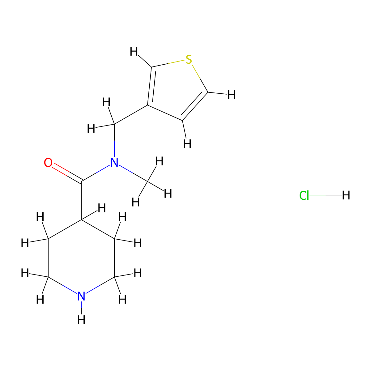 N-methyl-N-(thiophen-3-ylmethyl)piperidine-4-carboxamide hydrochloride molecular structure, CAS 1258651-66-9