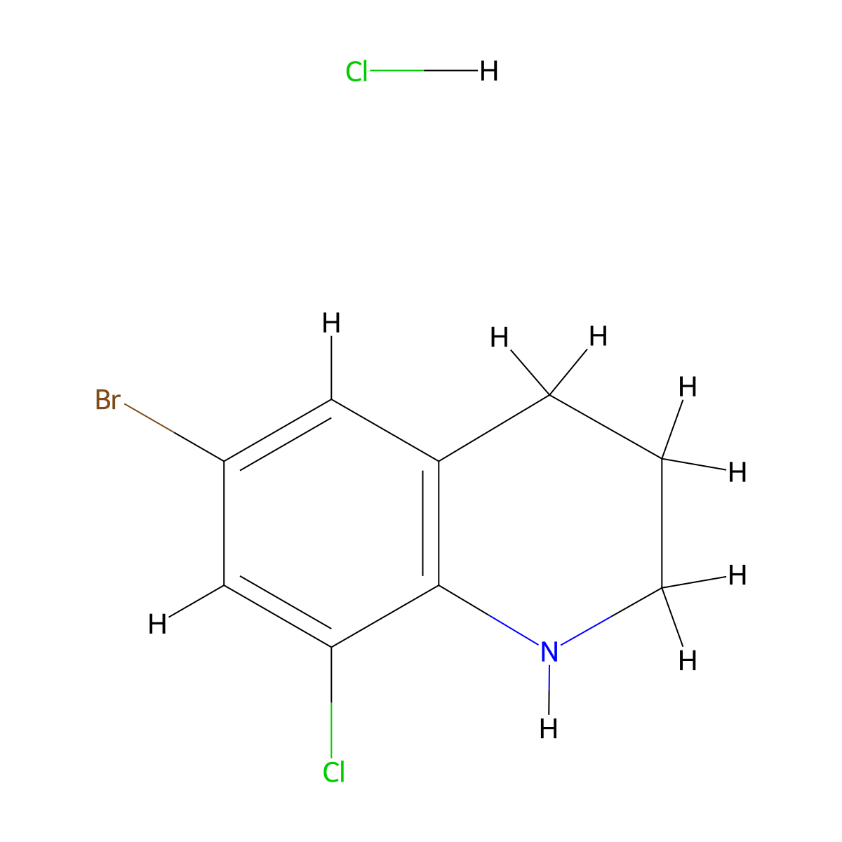 6-Bromo-8-chloro-1,2,3,4-tetrahydroquinoline hydrochloride molecular structure, CAS 1258651-68-1