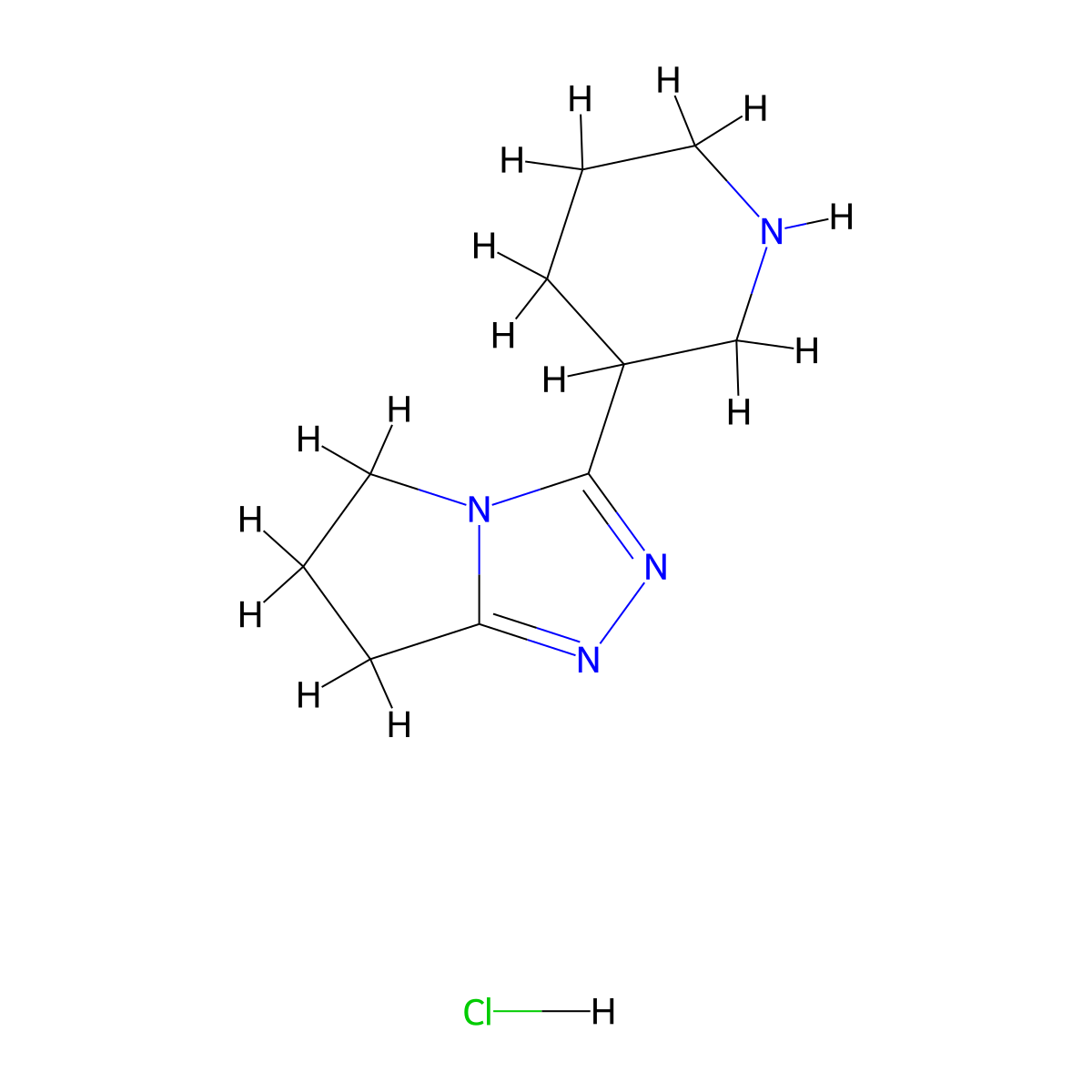 3-(piperidin-3-yl)-6,7-dihydro-5H-pyrrolo(2,1-c)(1,2,4)triazole hydrochloride molecular structure, CAS 1258651-73-8