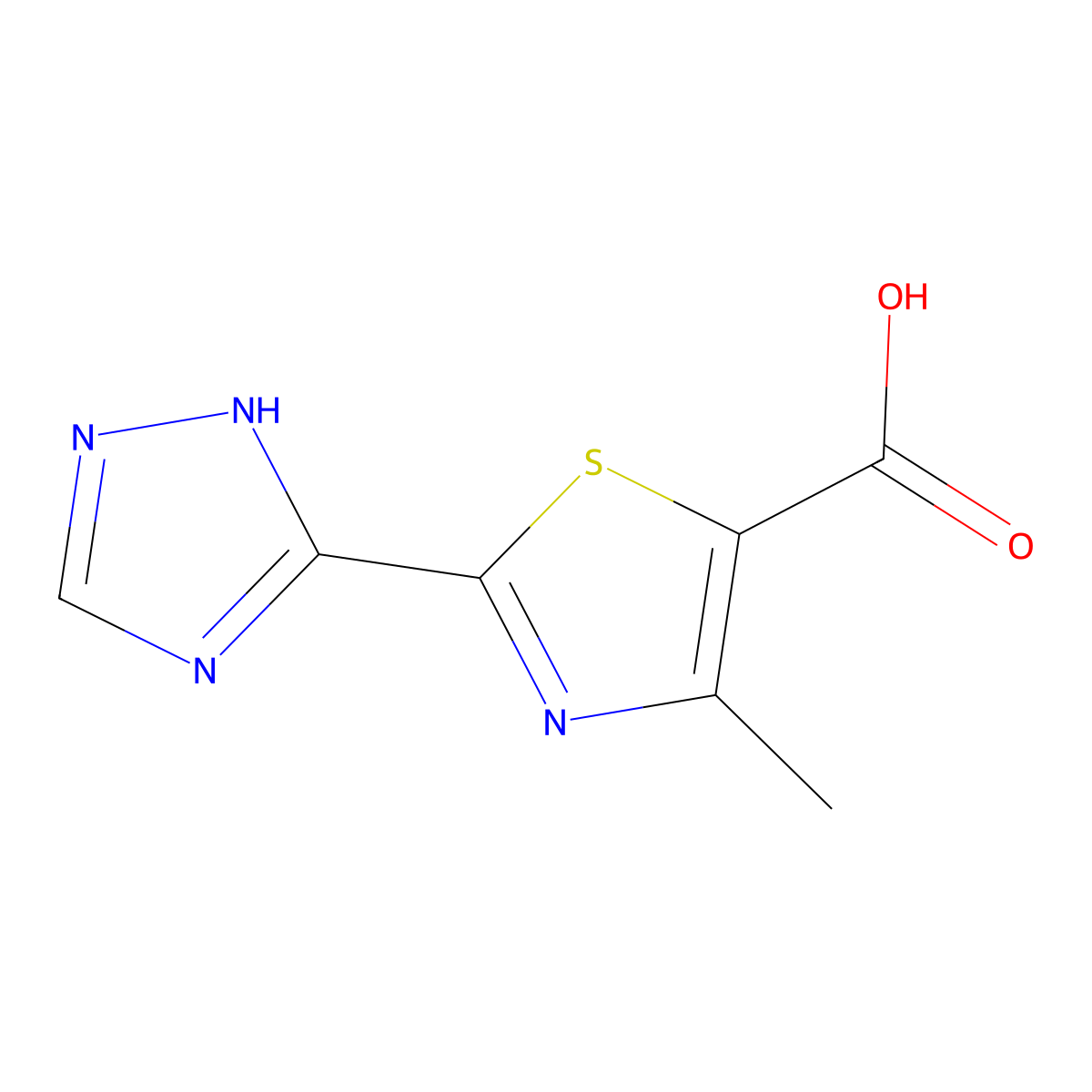 4-methyl-2-(4H-1,2,4-triazol-3-yl)-1,3-thiazole-5-carboxylic acid molecular structure, CAS 1258651-75-0