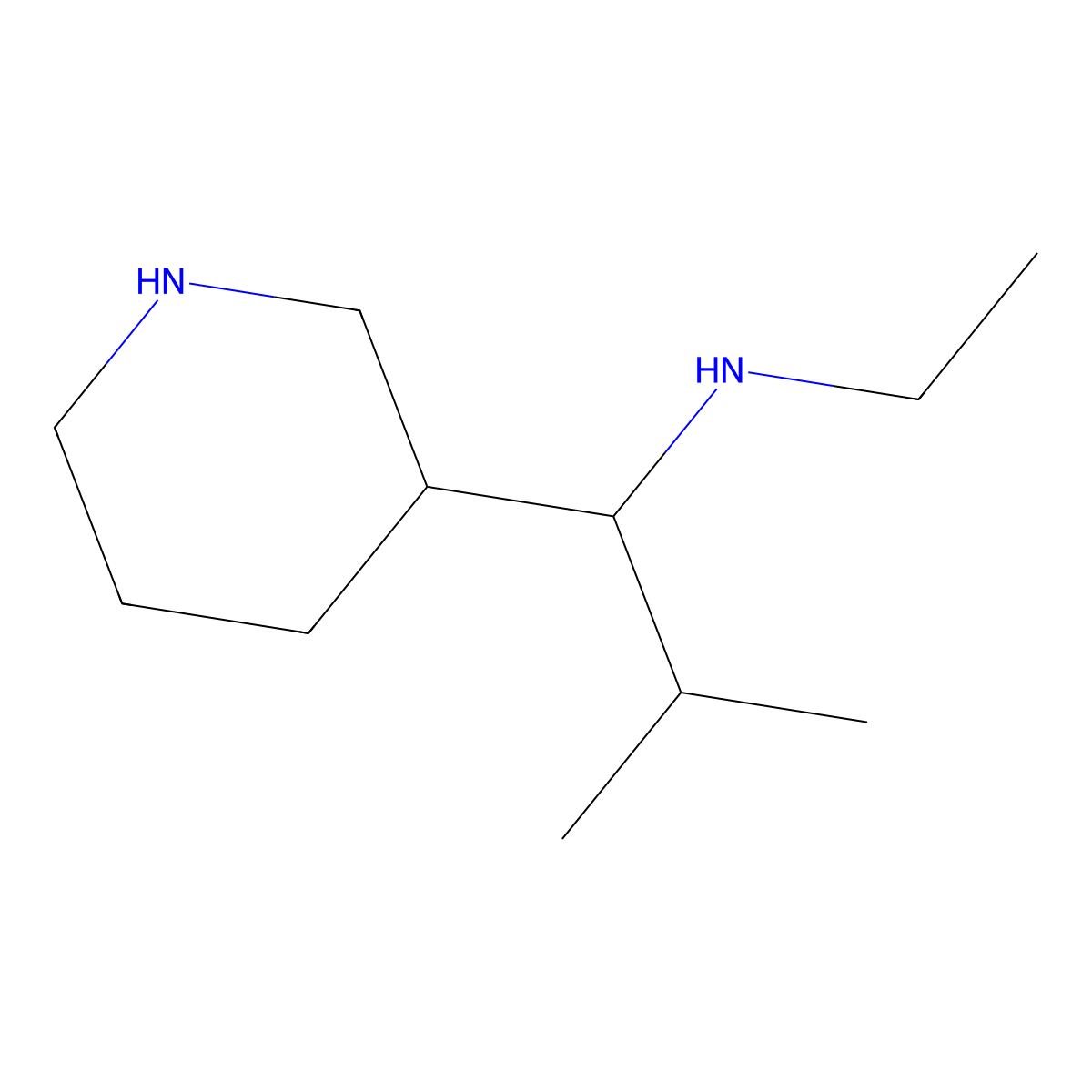 Ethyl[2-methyl-1-(piperidin-3-yl)propyl]amine molecular structure, CAS 1258651-79-4