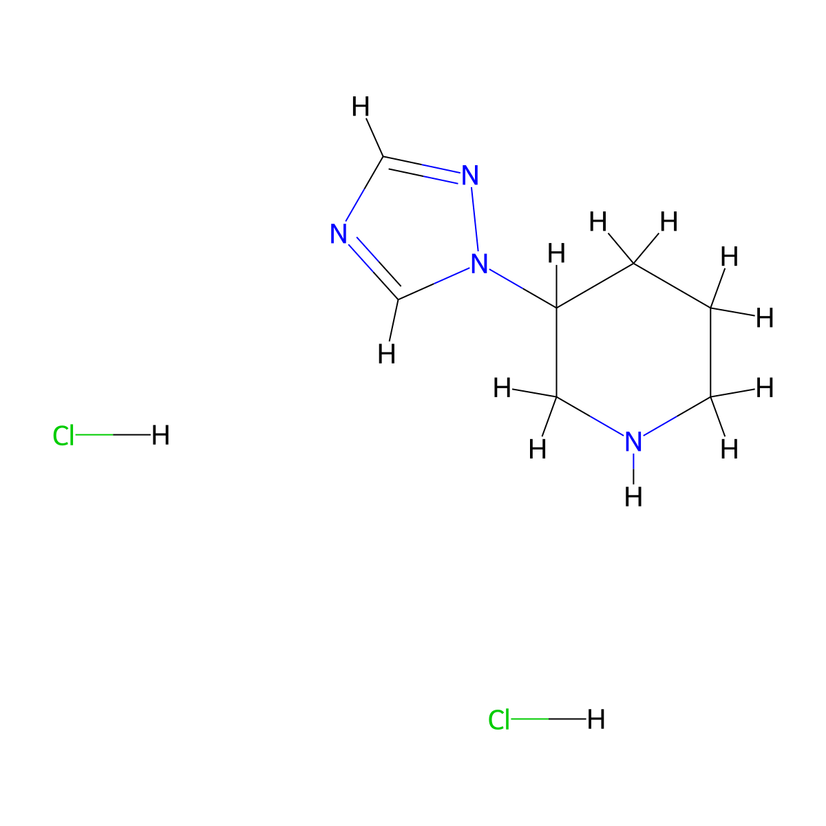 3-(1H-1,2,4-triazol-1-yl)piperidine dihydrochloride molecular structure, CAS 1258651-92-1