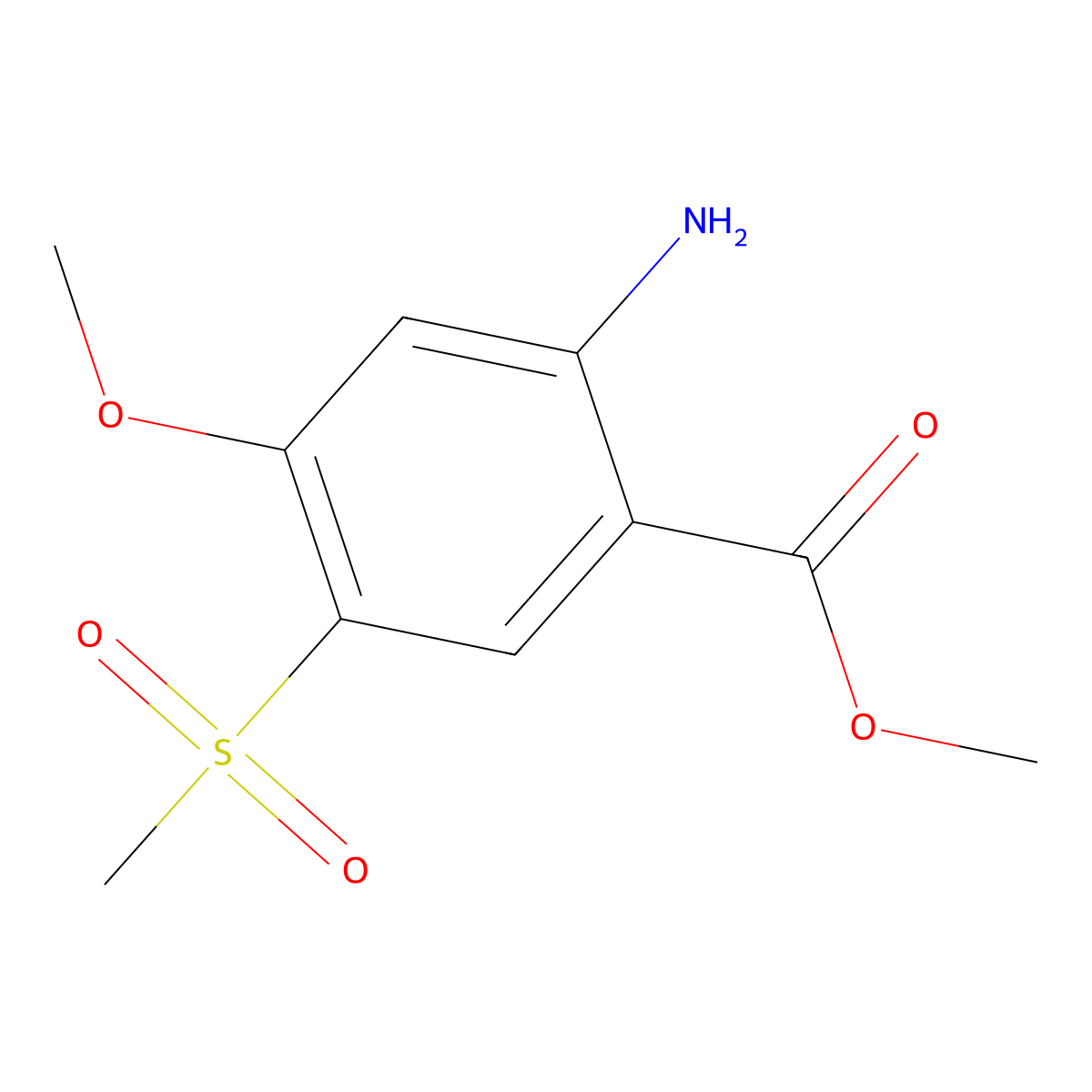 Methyl 2-amino-5-methanesulfonyl-4-methoxybenzoate molecular structure, CAS 1258651-95-4