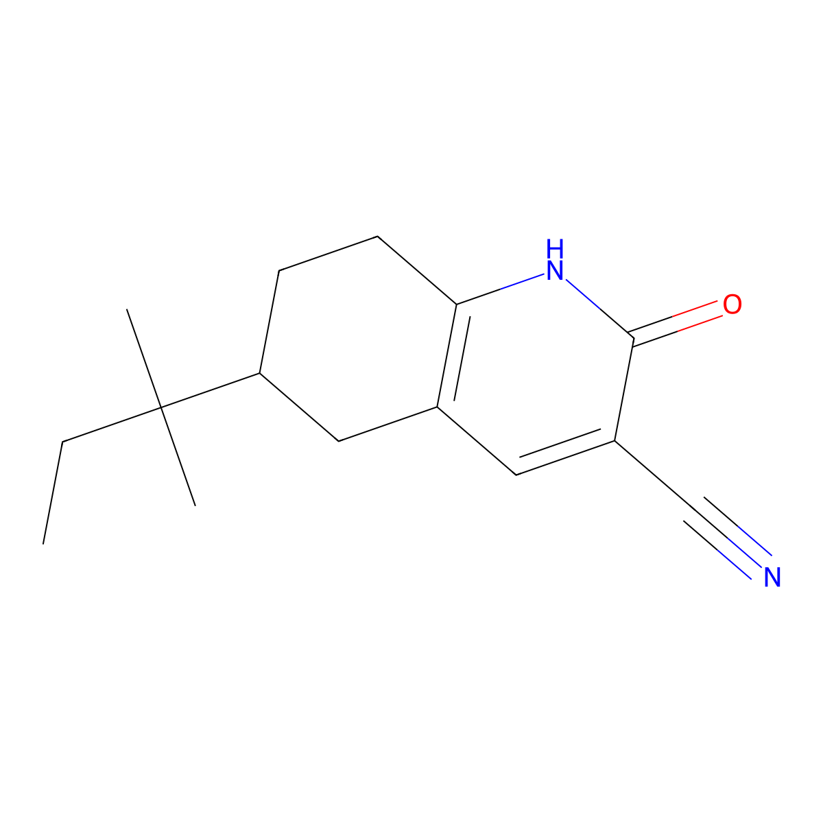 6-(2-Methylbutan-2-yl)-2-oxo-1,2,5,6,7,8-hexahydroquinoline-3-carbonitrile molecular structure, CAS 1258651-98-7
