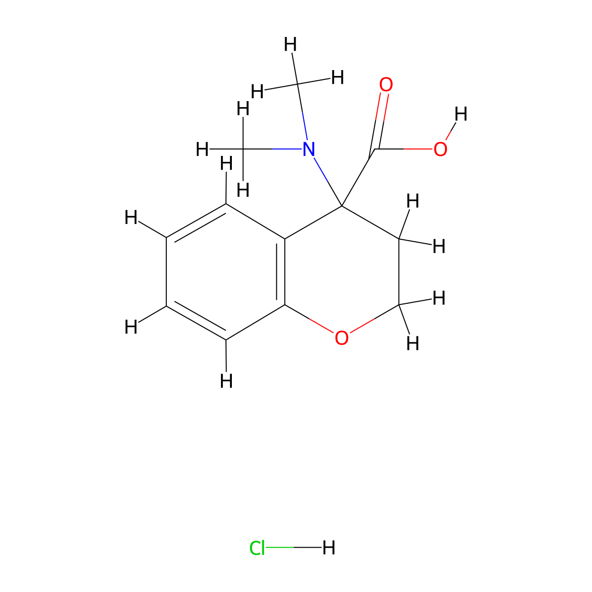 4-(dimethylamino)-3,4-dihydro-2H-1-benzopyran-4-carboxylic acid hydrochloride molecular structure, CAS 1258652-00-4